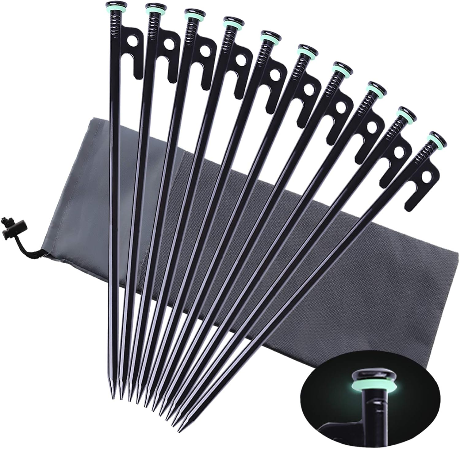 Yiliaw Tent Stakes, Heavy Duty Camping Stakes 12-Inch/8-Inch- Forged Steel Tent Pegs Camping Stakes for Rocky/Hard Places image number 2