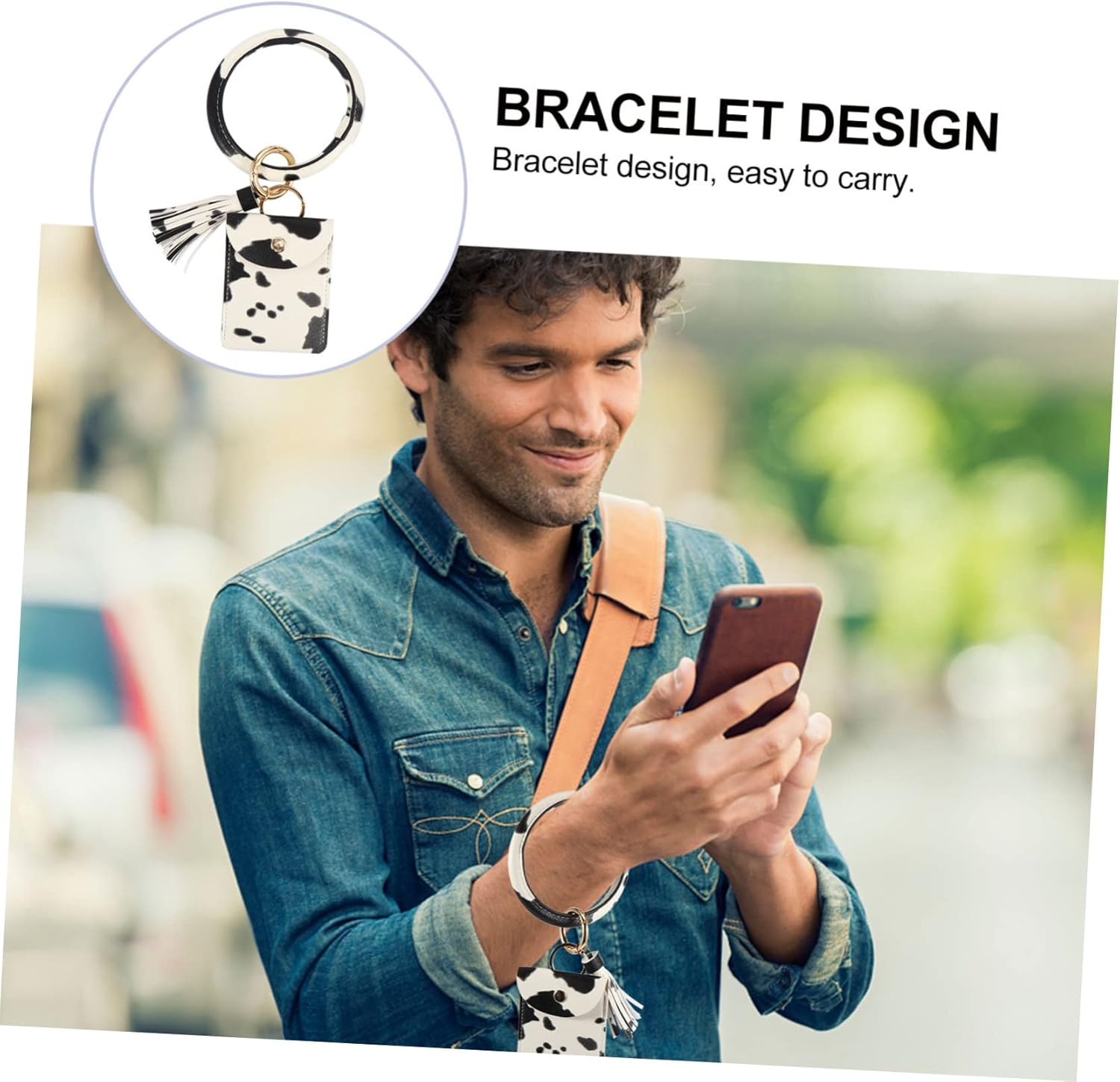 WOFASHPURET Keychain Bangle Purse Multifunctional Storage Bag Easy to Use Key Ring Purse Pattern image number 3