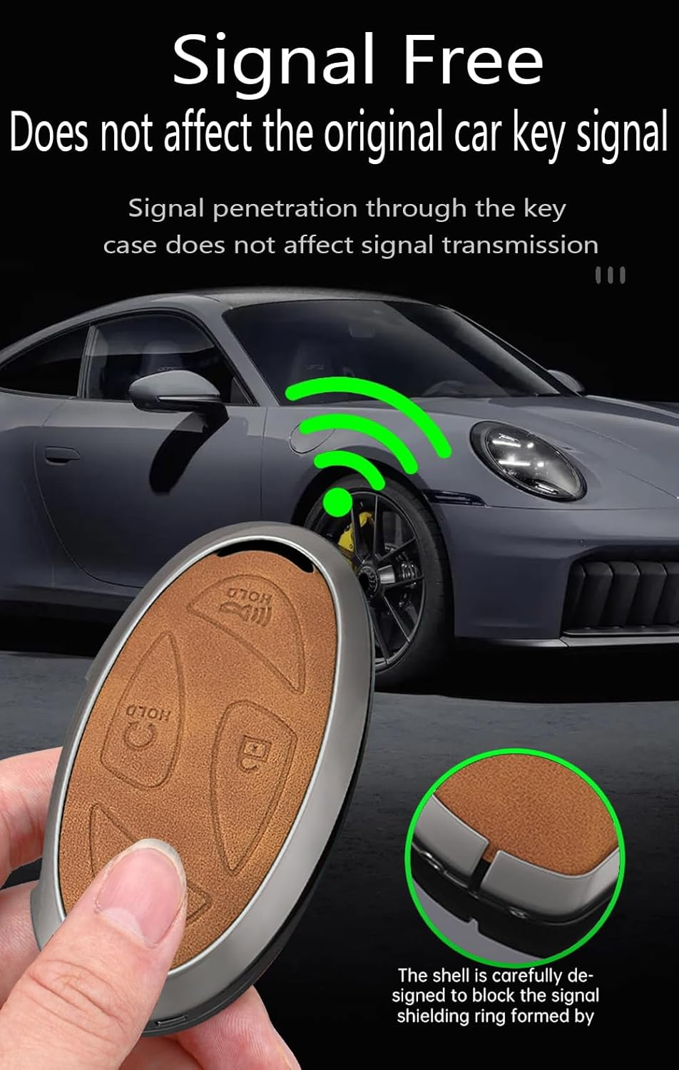 Ontto Leather Key Cover Fit for Hyundai 5/7 Buttons Key Fob Solid Car Key Case for Ioniq 6 Grandeur GN7 KONA Elantra Azera Sonata Hybrid Santa Fe Tucson Hybrid 2023 2024 2025,Black image number 3