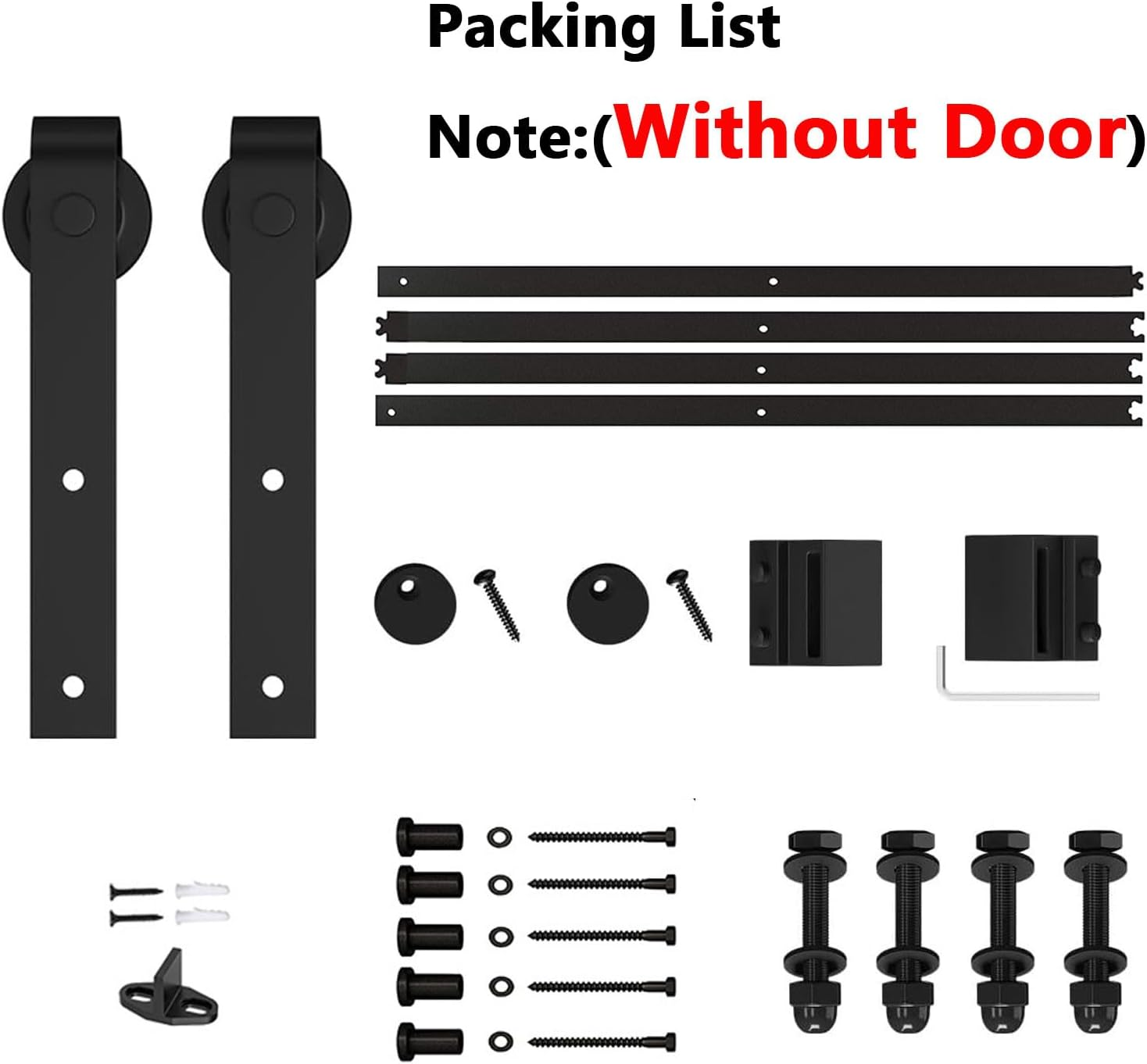 1.83M/6FT Sliding Barn Door Hardware Kit, Heavy Duty Carbon Steel, Smooth and Quiet Operation, DIY Sliding Barn Door Kit Fit 36"-40" Wide Door Panel for Bedroom Living Room Sliding Barn Door Hardware image number 5