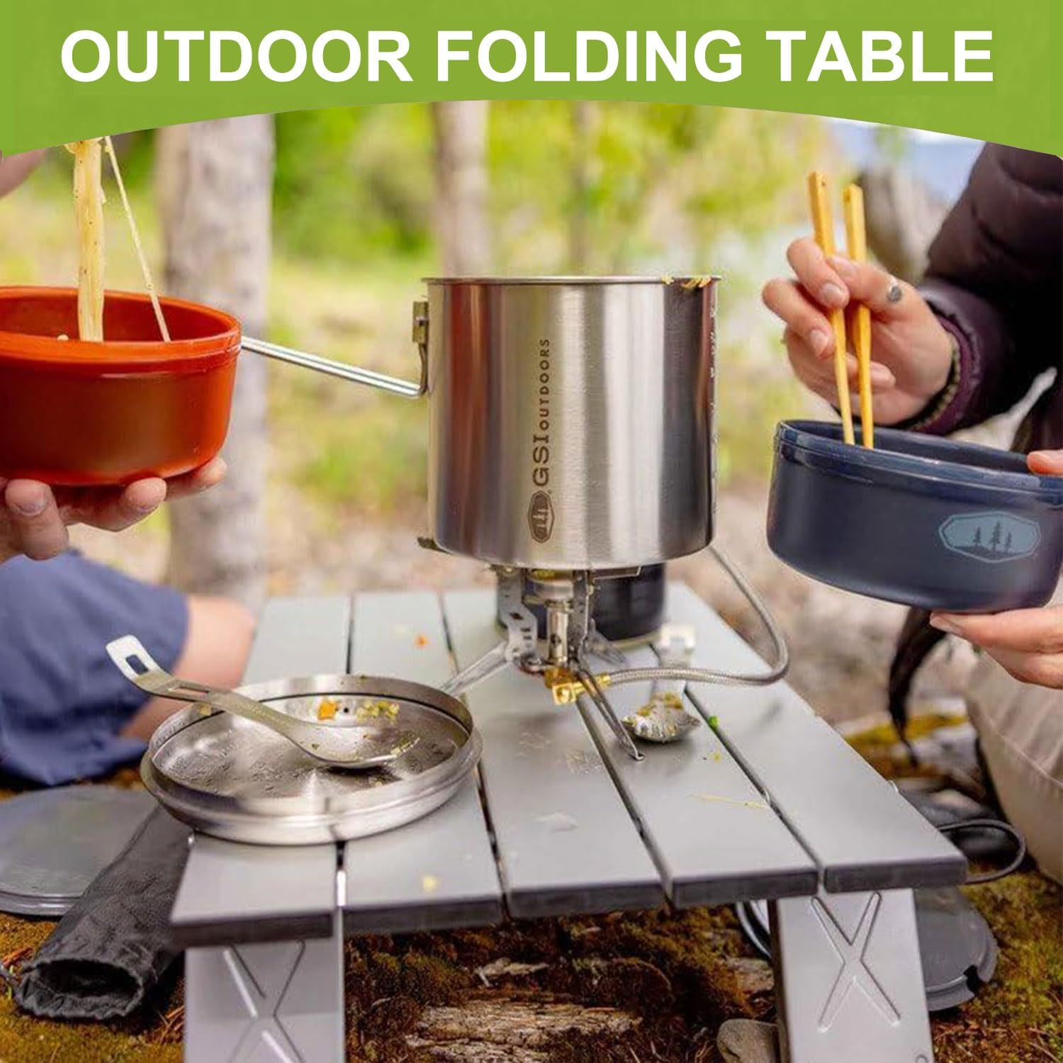 Table Outdoor Mini Small Camping Table, Portable Folding Beach Table Mini Camping Table Aluminum, Ultralight Picnic Table with Carry Bag for Outdoor Travel, Picnic, Car Camping, Beach (Silver) image number 2