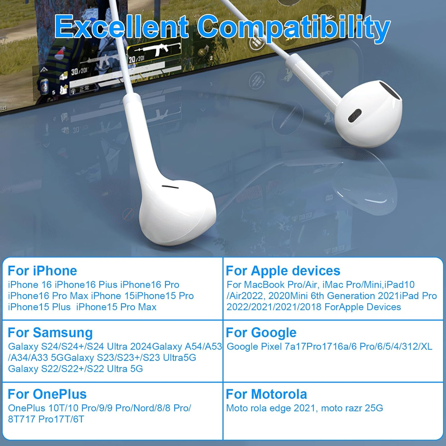 2 Pcs USB C Headphones, Wired Hifi Stereo Earphones with Microphone & Volume Control, Compatible with Iphone 15 16 Pro Max plus Pixel 6 6A 7A 9 8 5 Ipad Samsung S23 FE S22 Oneplus 9 8 Android Phone image number 1