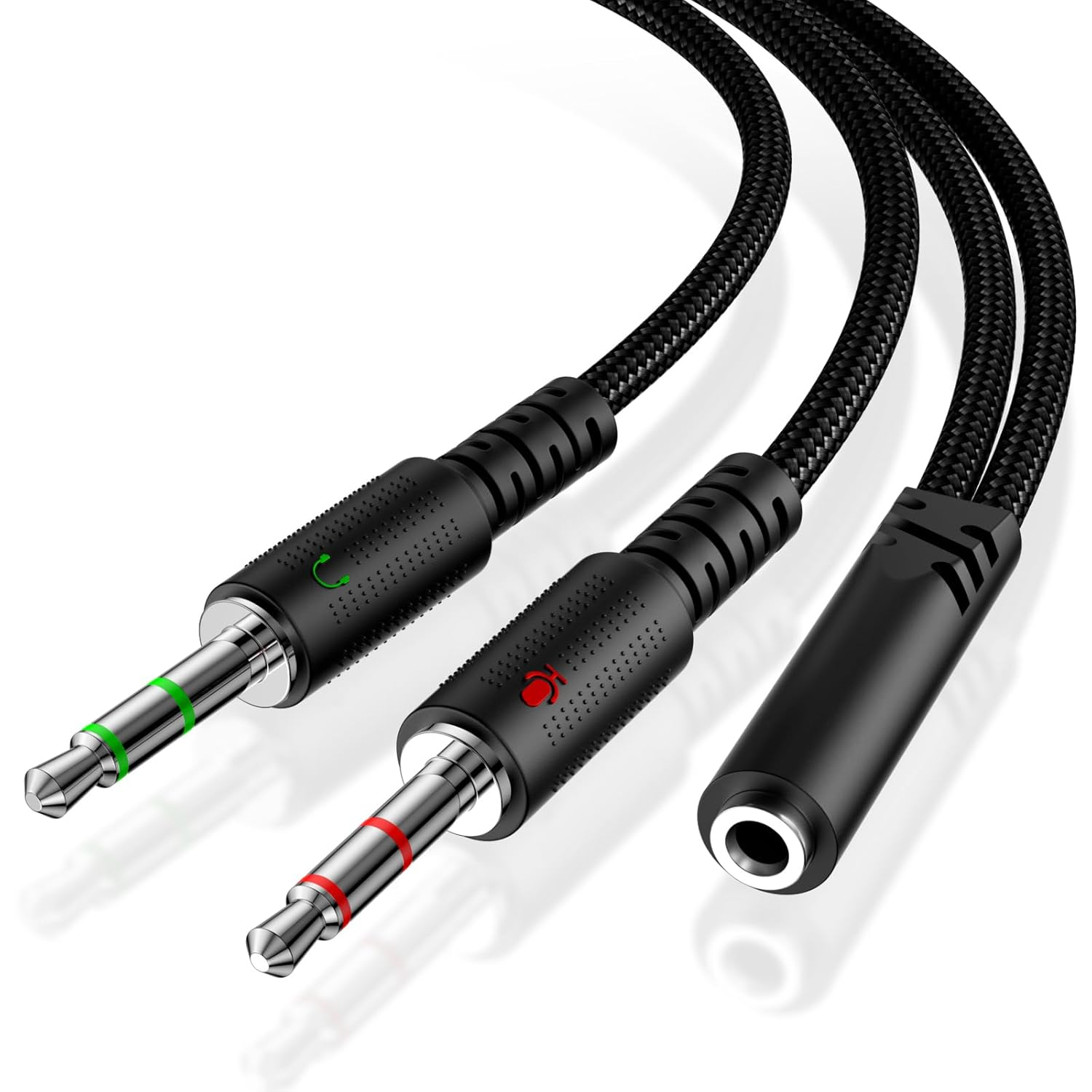 KOOPAO Headphone 3.5Mm Splitter Mic Cable for Computer, Headset 3.5Mm Female to 2 Dual Male Microphone Audio Stereo Jack Earphones Port to Gaming Speaker PC Adapter Black image number 5