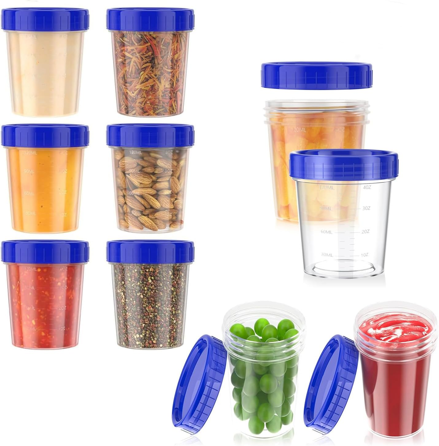 Tjhypenete 10PCS Small Containers with Lids, 4 Oz Reusable Salad Dressing Container, Sauce Storage Container, Leakproof Condiment Containers, Stackable Plastic Dip Sauce Cups for Snack Drink Ketchup image number 4