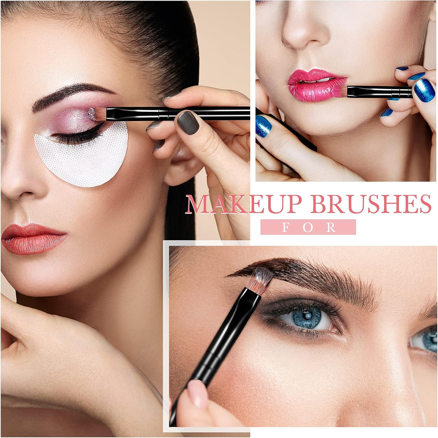 Patelai 48 Pcs Flat Makeup Brushes Flat Lip Concealer Brushes Small Portable Eyebrow Brush Concealer Synthetic Lip Brush Beauty Makeup Tool for Concealing Blending Setting Buffing(Black) image number 5