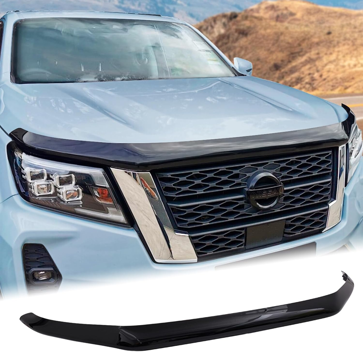 SUERAUTO4X4 Tinted Black Bonnet Protector for Nissan Navara NP300 D23 2021-2025 Accessories, Injection Front Bonnet Stone Protector Guard Trim Cover Car Exterior