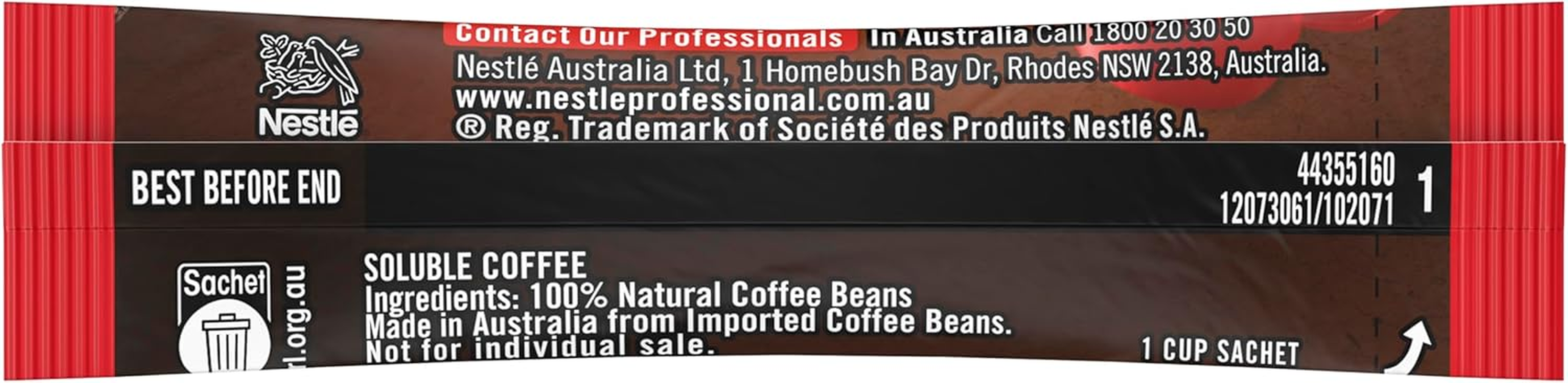 NESCAF&Eacute; Blend 43 Australian Made Instant Coffee Stick Packs, 100% Natural, Single Serve (1000 X 1.7G), 1.7Kg