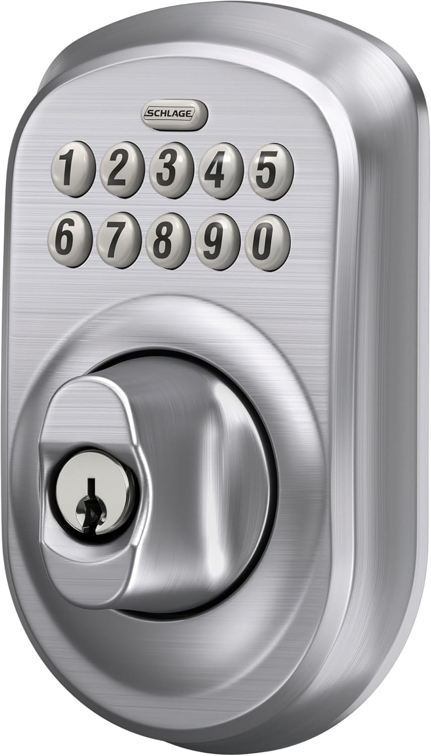 Schlage BE365 Plymouth Keypad Deadbolt, Satin Chrome - Satin Chrome, Camelot Keypad image number 7