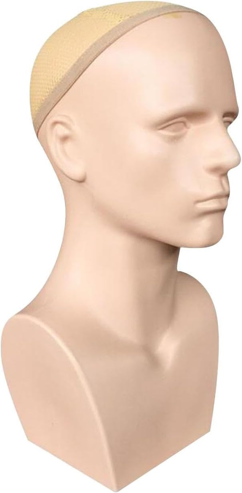 "Abbraccia" Male Mannequin Head with Shoulders,Manikin Head Training Head Wig Display Stand for Hair, Hats, Makeup Practice Headphone, Skin - Skin image number 2