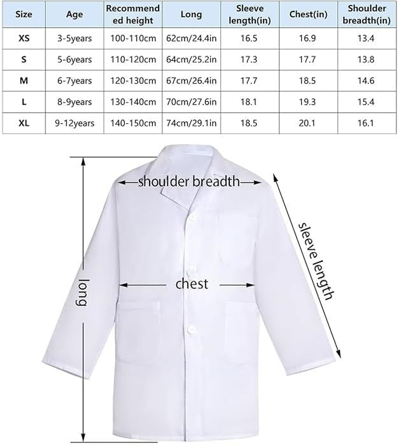 Doctor Scientist Lab Coat for Kids Doctor'S White Lab Coat Costume for Girls and Boys Halloween Costume Role Play image number 1