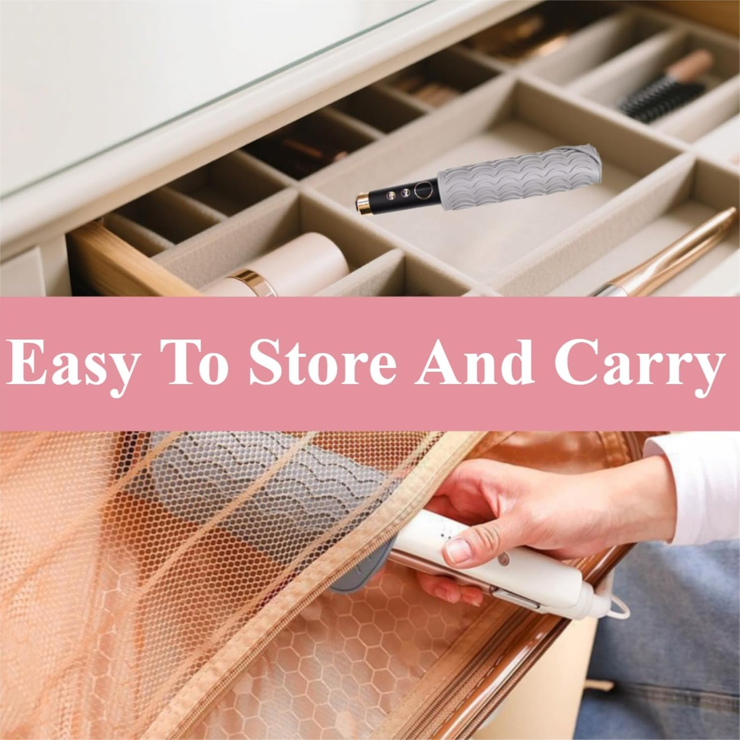 2 Pcs Silicone Heat-Resistant Pads,Portable Insulation Pads,Vanity Accessories,Suitable for Curling Irons and Straighteners (Gray+Pink) image number 3