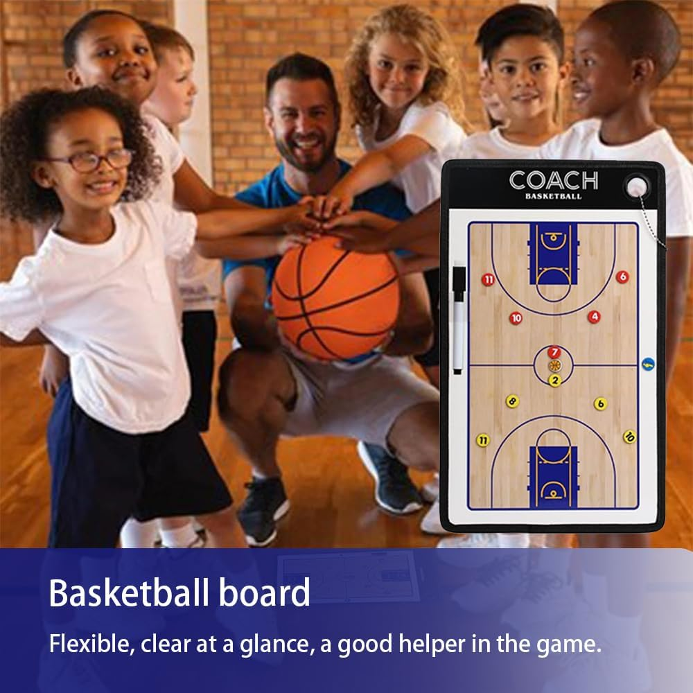 Basketball Dry Erase Board, Coaches Clipboard, Basketballer Coaching Board, Erasable Board, Tactical Marker Board for Coaches with Magnets, Marker Pen image number 3