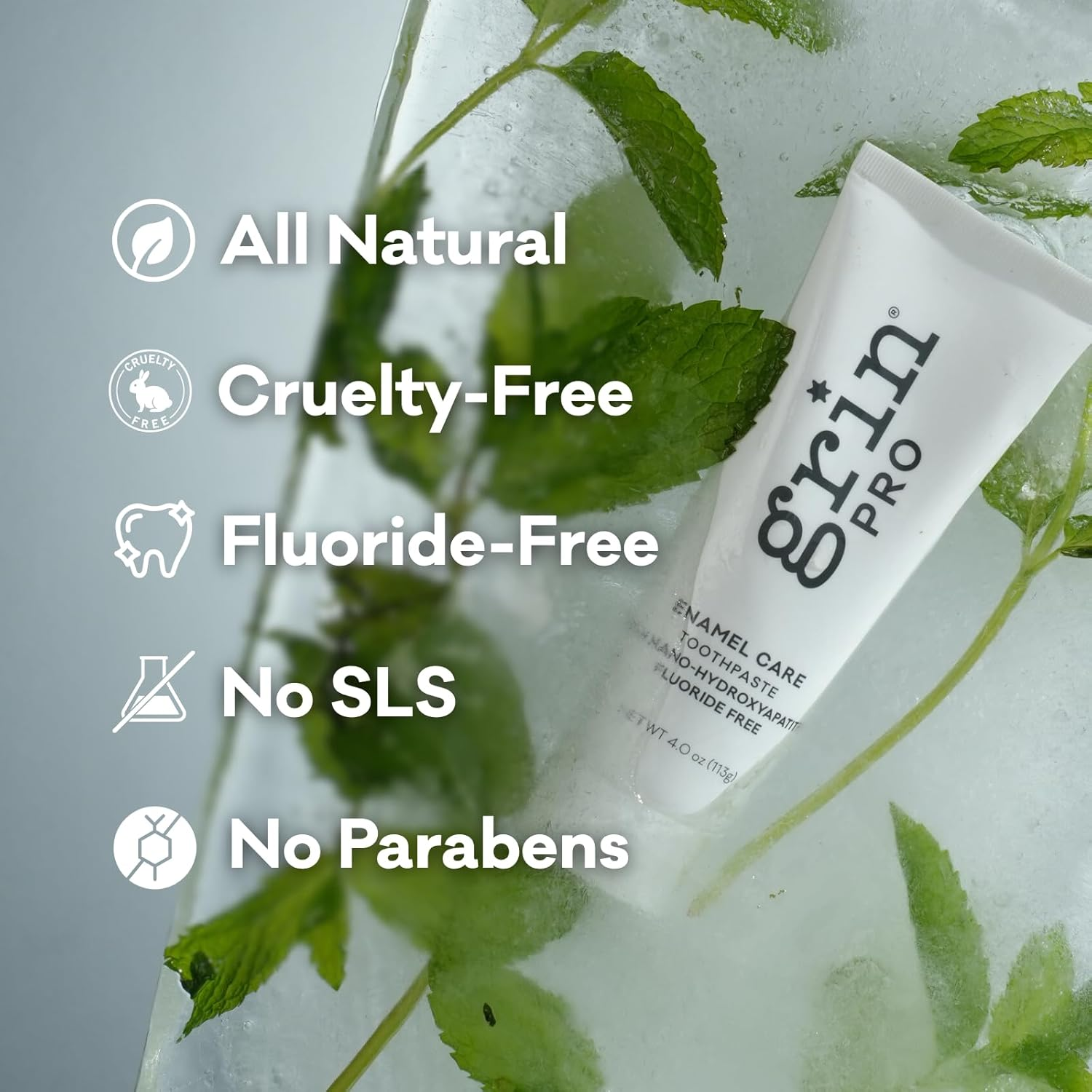 Grin Pro Enamel Care Nano-Hydroxyapatite Toothpaste, Fluoride Free, Designed for Sensitive Teeth, Helps Remineralize, 4 Oz, Natural Ingredients, New Zealand Manufactured (Pack of 2) image number 2