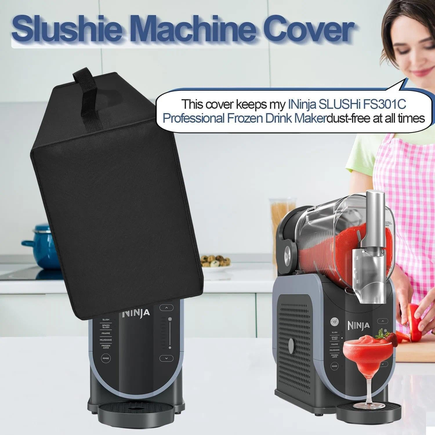 Slushie Machine Dust Cover &ndash; Heavy Duty Waterproof Cover for Ninja Slushie Machine, Compatible with FS301C/FS301 Slushi Ice Cream Maker (Black) &ndash; Fengea image number 2