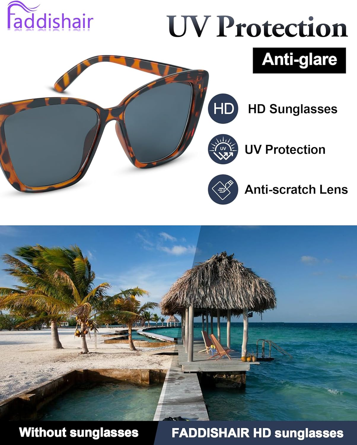 Faddishair Trendy Sunglasses for Men Rectangle Vintage Brown Large Polarized Aviator Sunglasses for Women Running Sports image number 4