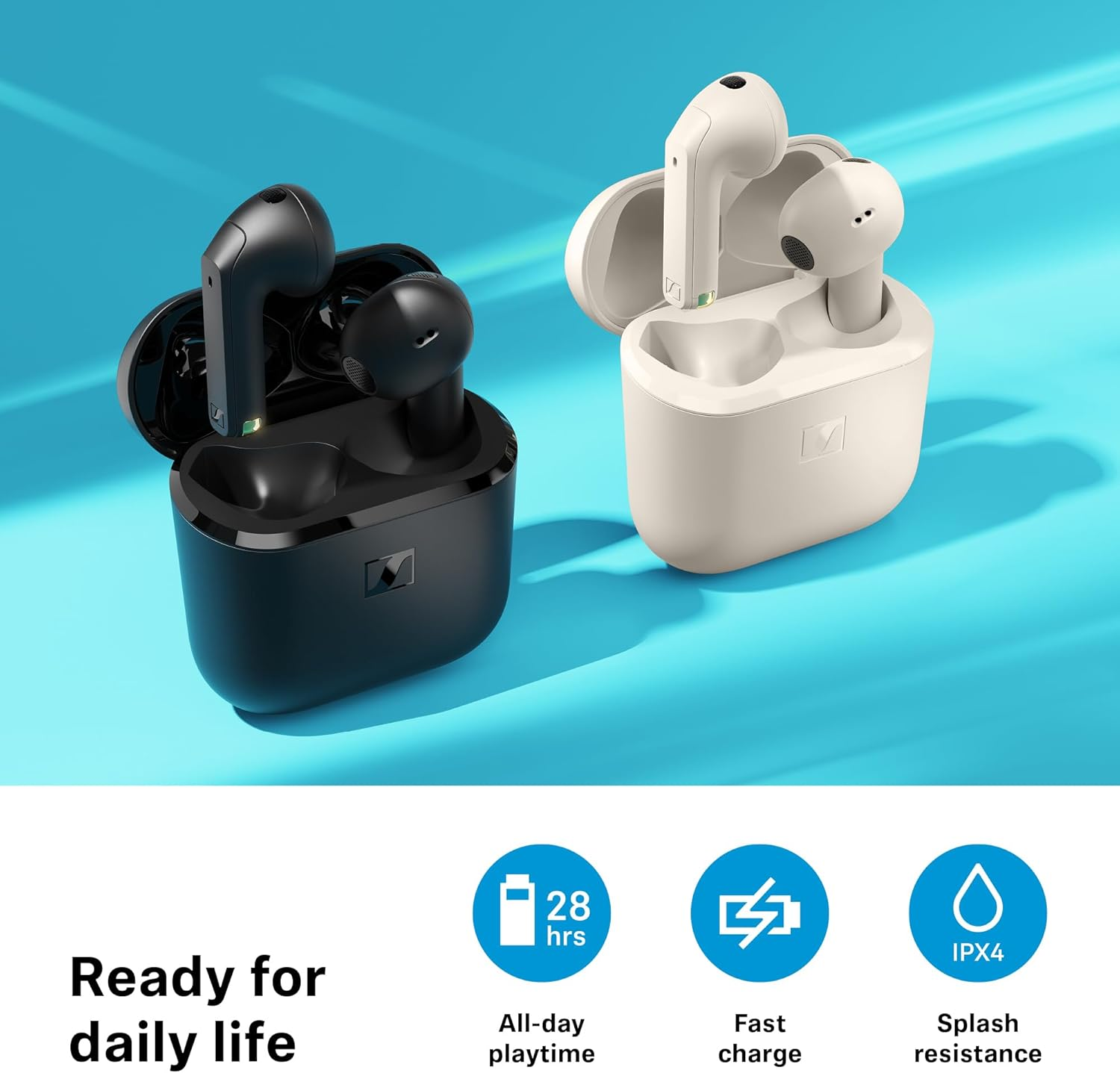 Sennheiser ACCENTUM Open Wireless Earbuds - Open Ear Buds Design, Dynamic Sound & Bluetooth 5.3, IPX4 Splash Protection, 28 Hours Battery Life, USB-C Charging Case, for Music, Travel, Black - Sakura image number 3