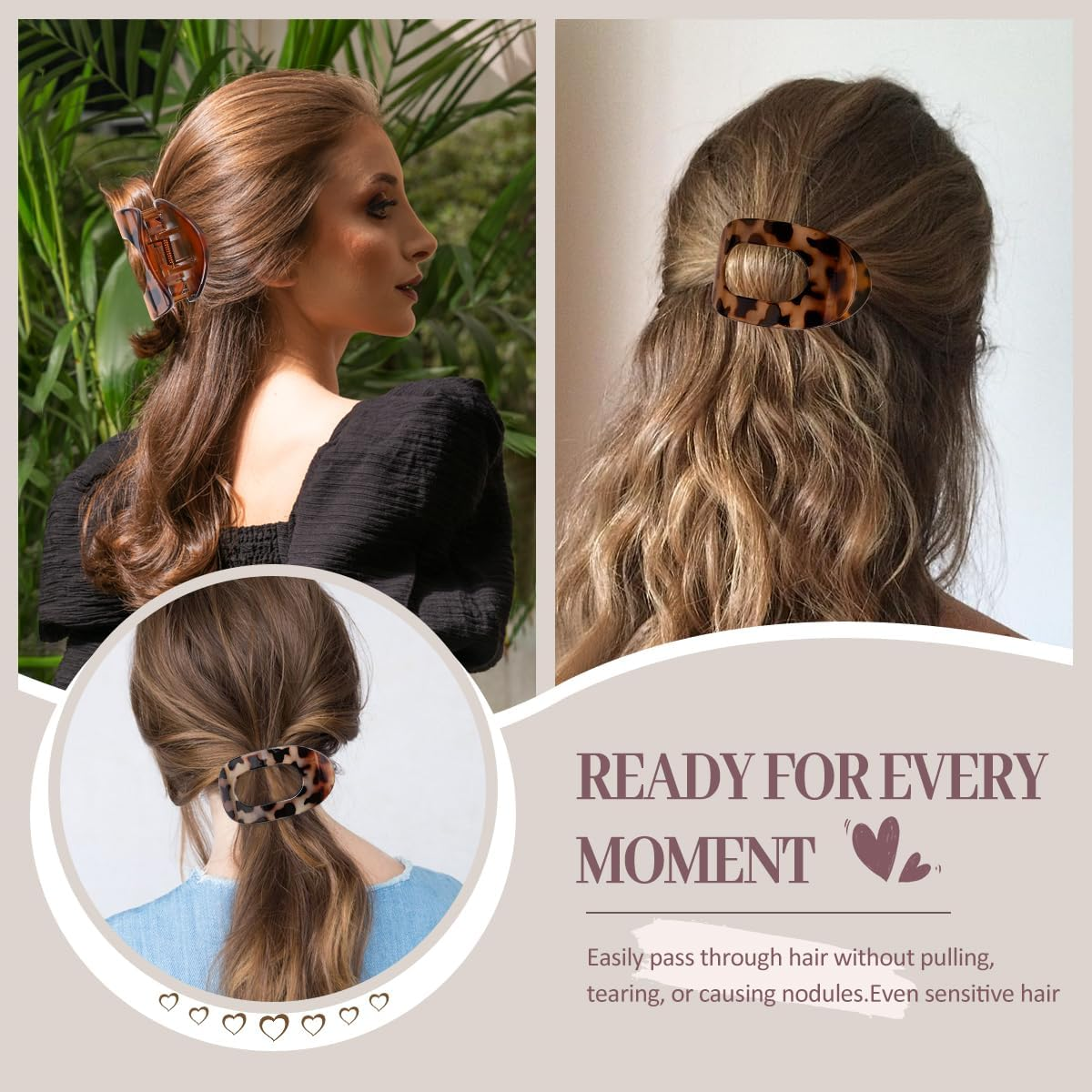 Pack of 6 Women'S Hair Clips, Flat Hair Clips, French Clip, Non-Slip Side Hair Clips for Thick and Thin Hair, Strong Hold for Everyday Life, Sports, Driving as Hair Accessories (Glossy Leopard) image number 5