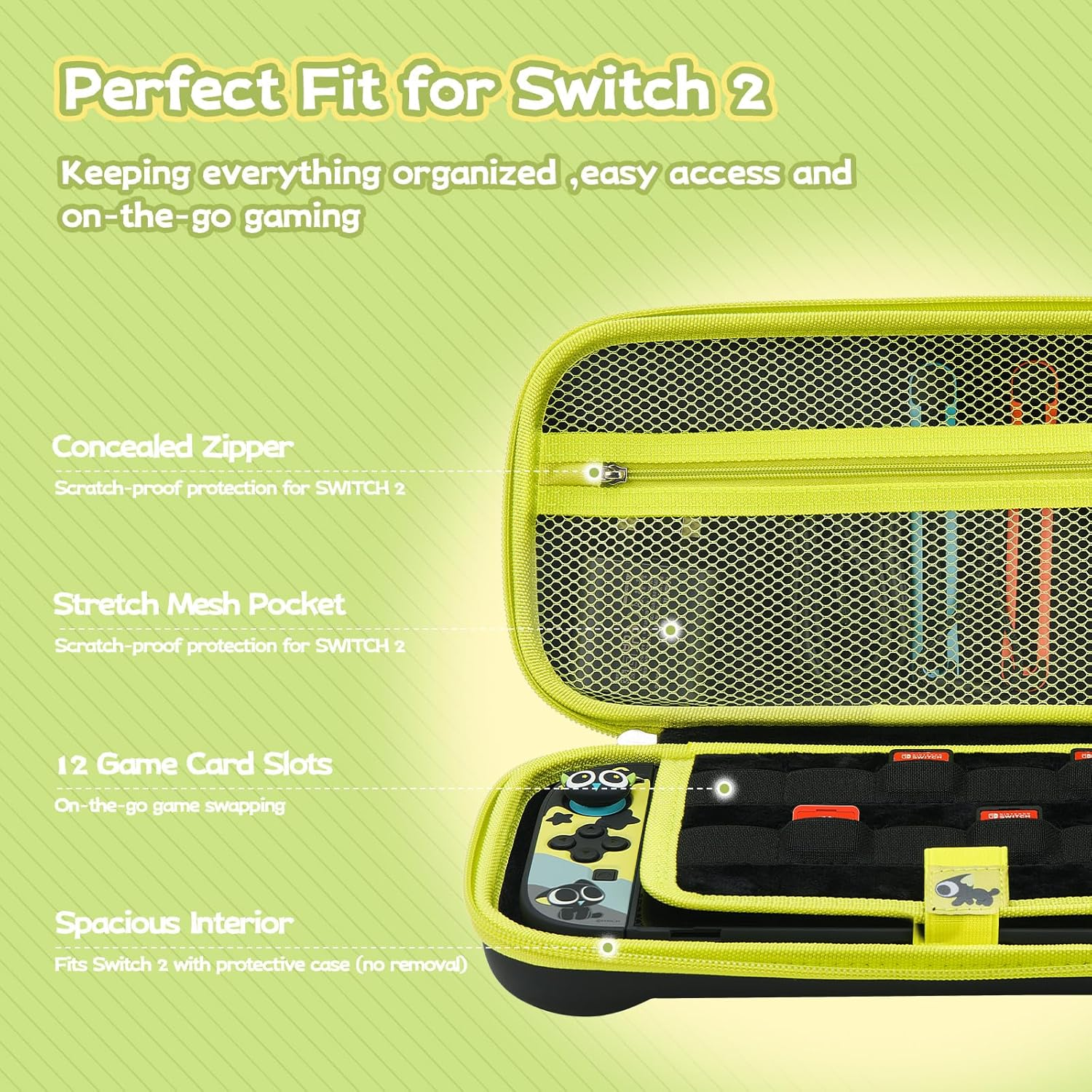 Geekshare Switch 2 Carrying Case, Hardshell Storage Bag with Game Card Slots, Portable Travel Case Compatible with Switch 2 (2025) Console and Game Accessories - the HEI Series image number 1