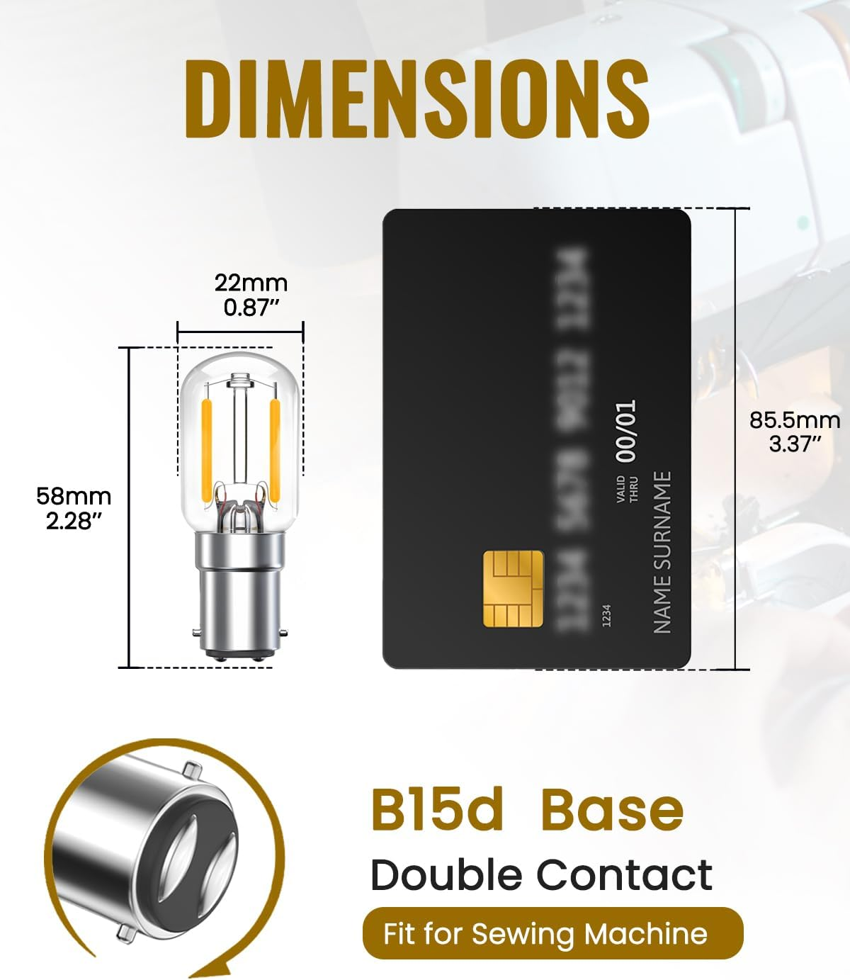 Bonlux B15 Led Bulb 2W,Sewing Machine Bulb Led,B15D Pygmy Bulb 15W Bayonet Incandescent Bulb Replacement, for Living Room, Bedroom,Sewing Machine/Cooker Hood,Warm White 2700K (Pack of 2) image number 2