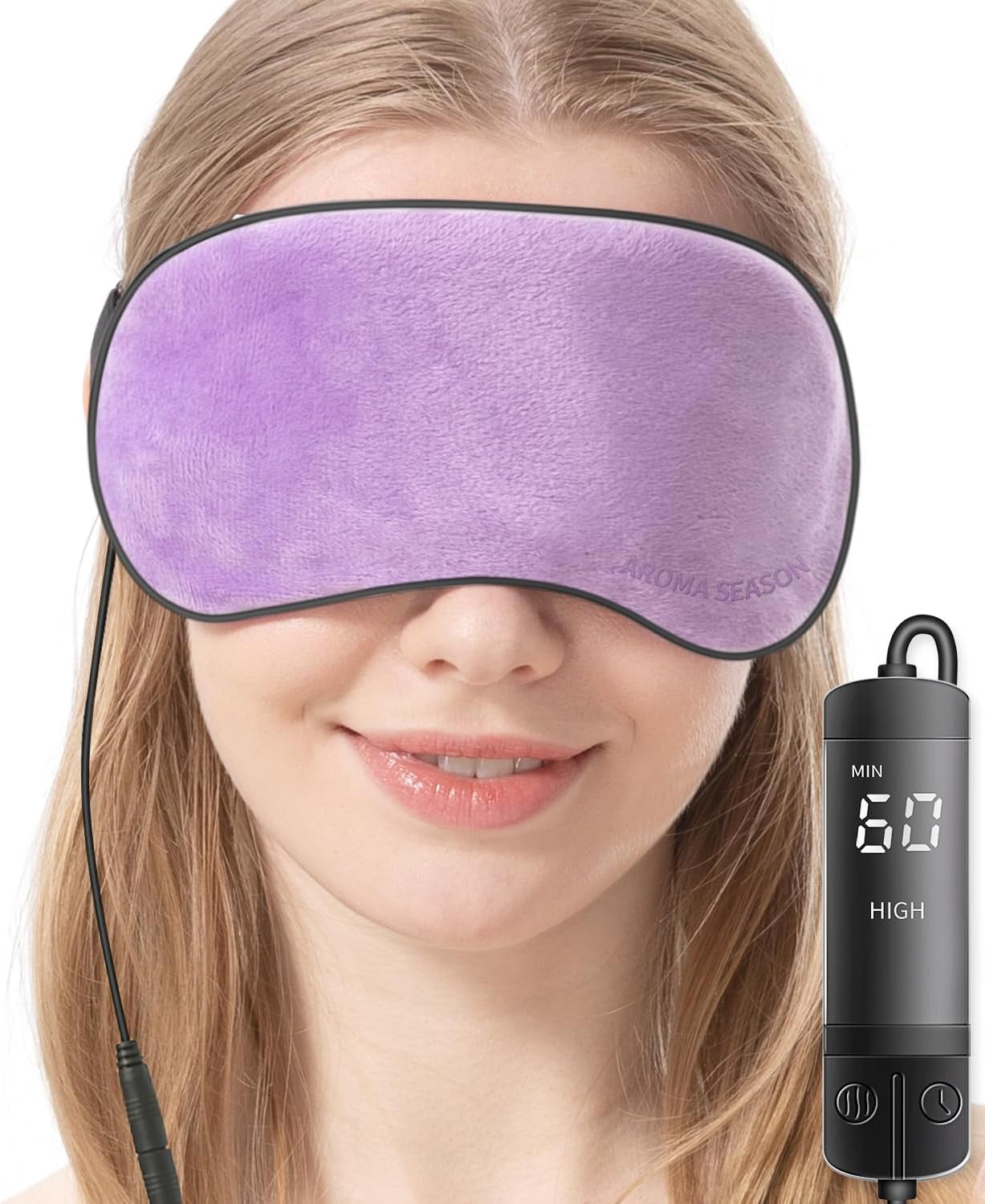 Aroma Season Heated Eye Mask, Warm Eye Compress for Dry Eyes MGD Stye Blephartitis Sinus Migraine, Graphene Heating Element with Natural Lavender Pack (Black)
