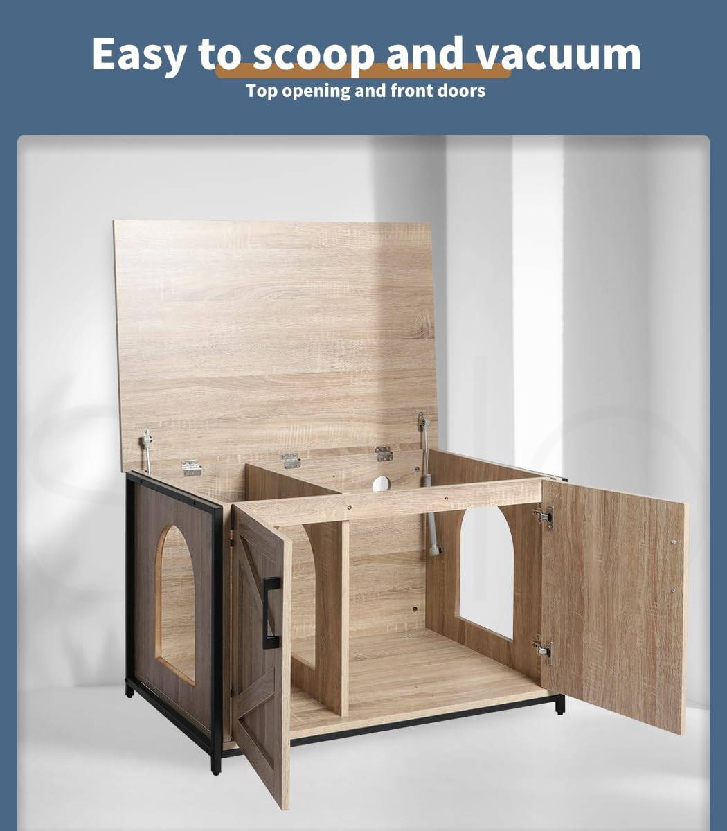 Pawz Enclosed Cat Litter Cabinet Box Furniture Kitty Toilet Tray Pet House Table image number 4