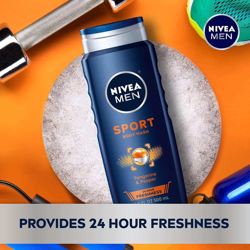 Nivea, Men, Refreshing 3-In-1 Body Wash, Shampoo, Sport, 16.9 Fl Oz (500 Ml) image number 1
