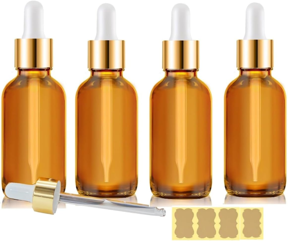 4PCS Eyedropper Bottles,Klhcduo 20 Oz Amber Glass Oil Bottle with Eyedropper,50 Ml Amber Glass Eyedropper - Tincture Bottle image number 2