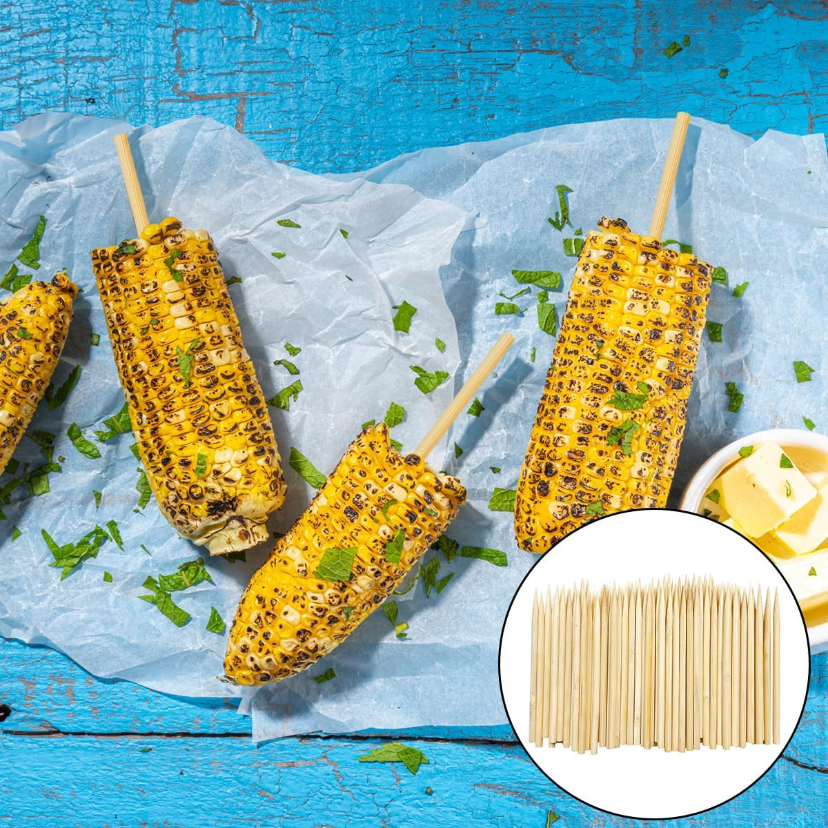 Bamboo Skewers, 100 PCS Wooden Thick Barbecue Skewers for Marshmallow, Lollipops, Baked Apples, Hot Dogs, Corn (5 X 120Mm) image number 4