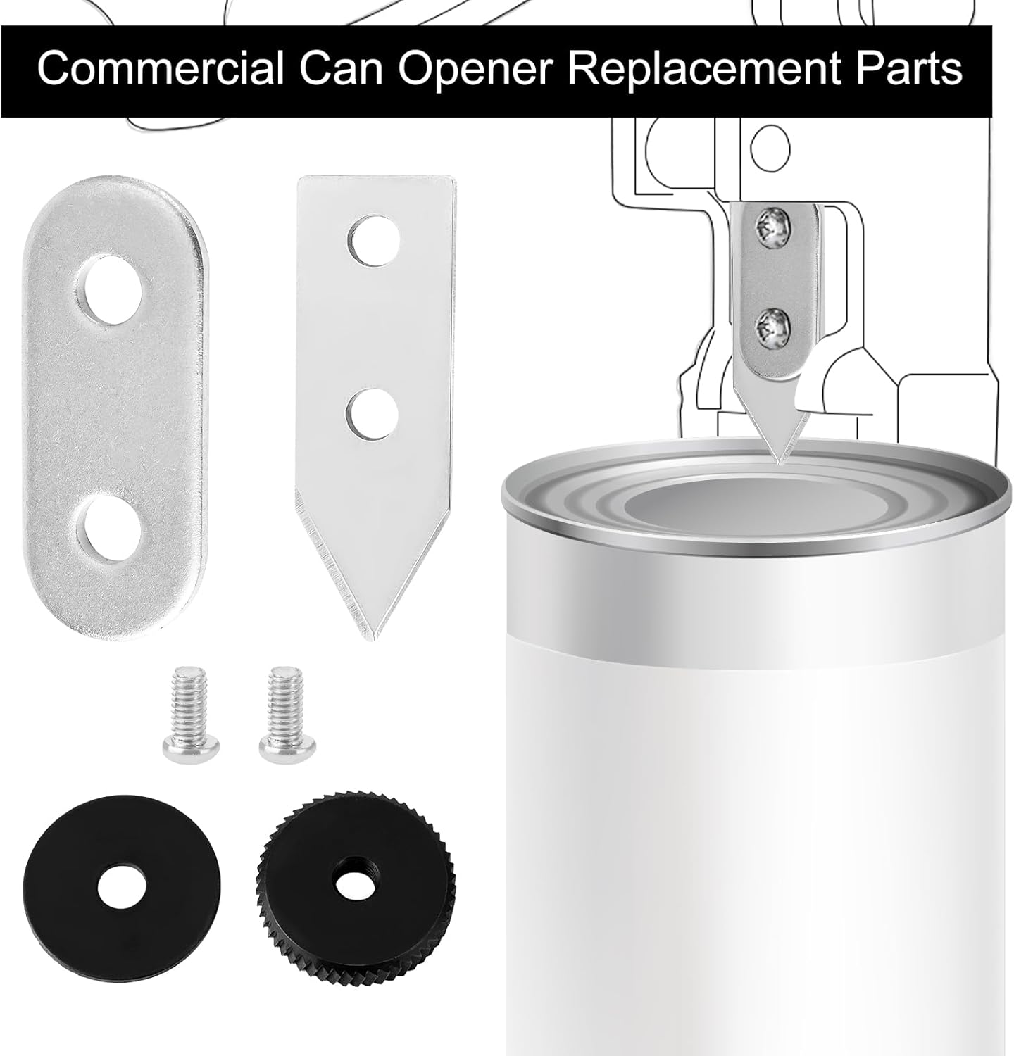 Gosknor 6Pcs Commercial Can Opener Parts, Stainless Steel Can Opener Part Blade & Gear, Replacement for Edlund image number 5