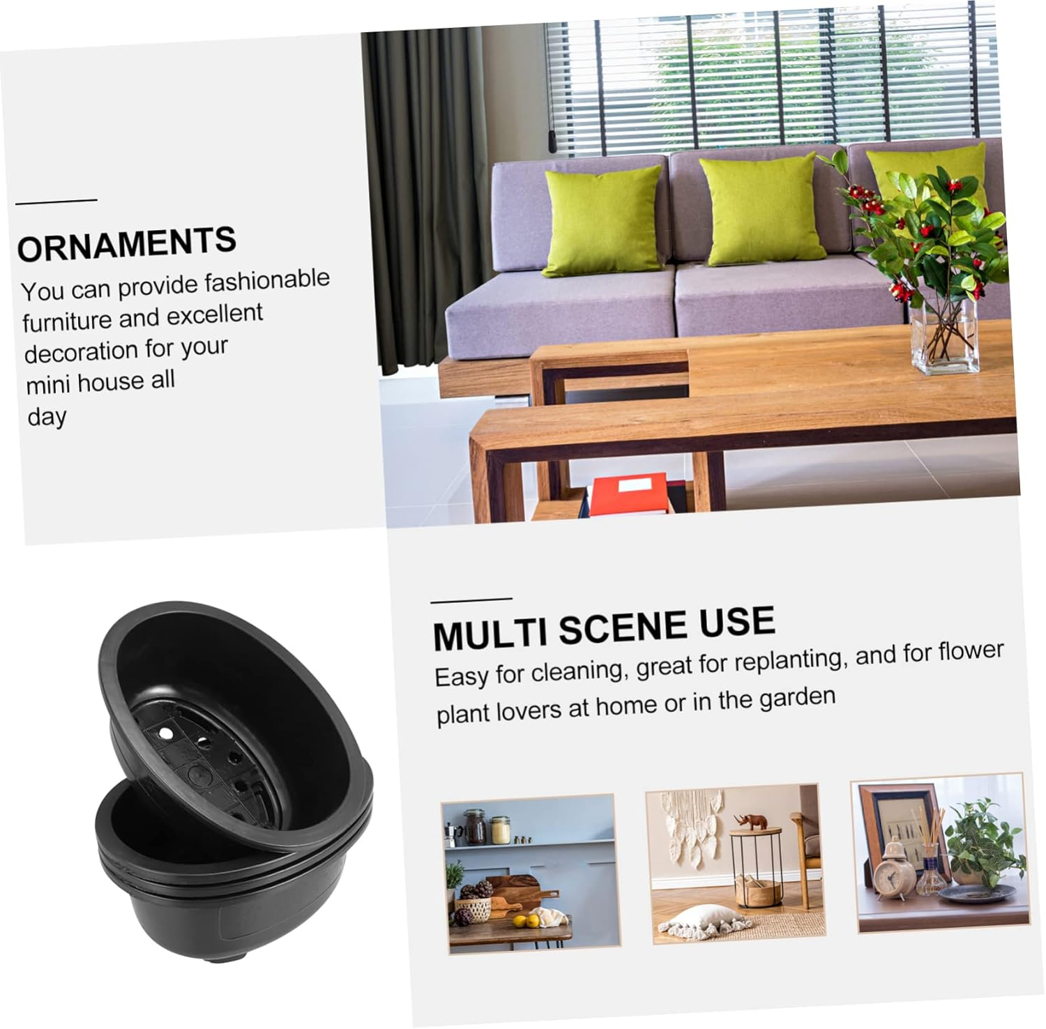 Sosoport 4Pcs Plant Pots Plastic Plant Containers Garden Pots for Indoor Outdoor Decor image number 5