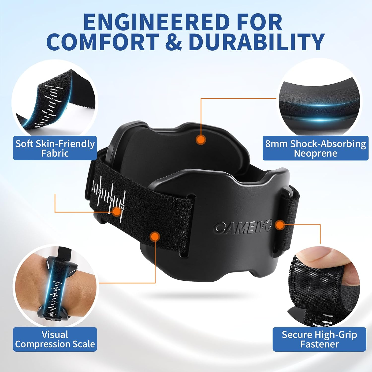 CAMBIVO Elbow Brace for Tendonitis and Tennis Elbow Relief, Adjustable Tennis Elbow Strap & Forearm Brace for Men and Women, Golfers Elbow Brace, Arm Support for Pain Relief & Recovery image number 3