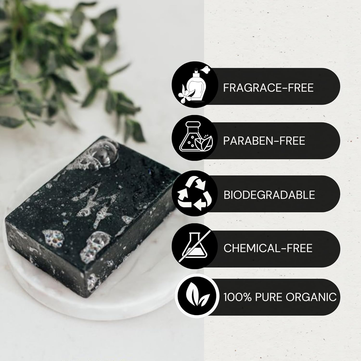 Charcoal Cleansing Bar Soap, Organic Herbal Skin Detox with Activated Charcoal, Natural Luxury for Facial and Body Detoxification, Moisturizing, Nourishing Beauty Bar, Vegan, Non GMO, 4 Oz image number 4