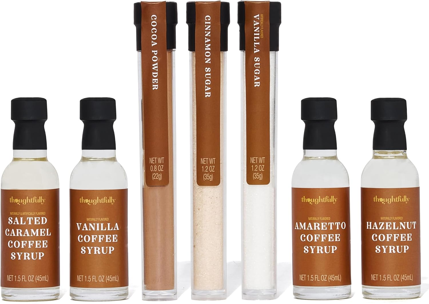 Thoughtfully Gourmet, Coffee Therapy Gift Set, Includes 4 Delicious Coffee Syrups, 2 Flavoured Sugars and 1 Cocoa Powder to Elevate Your Coffee image number 1