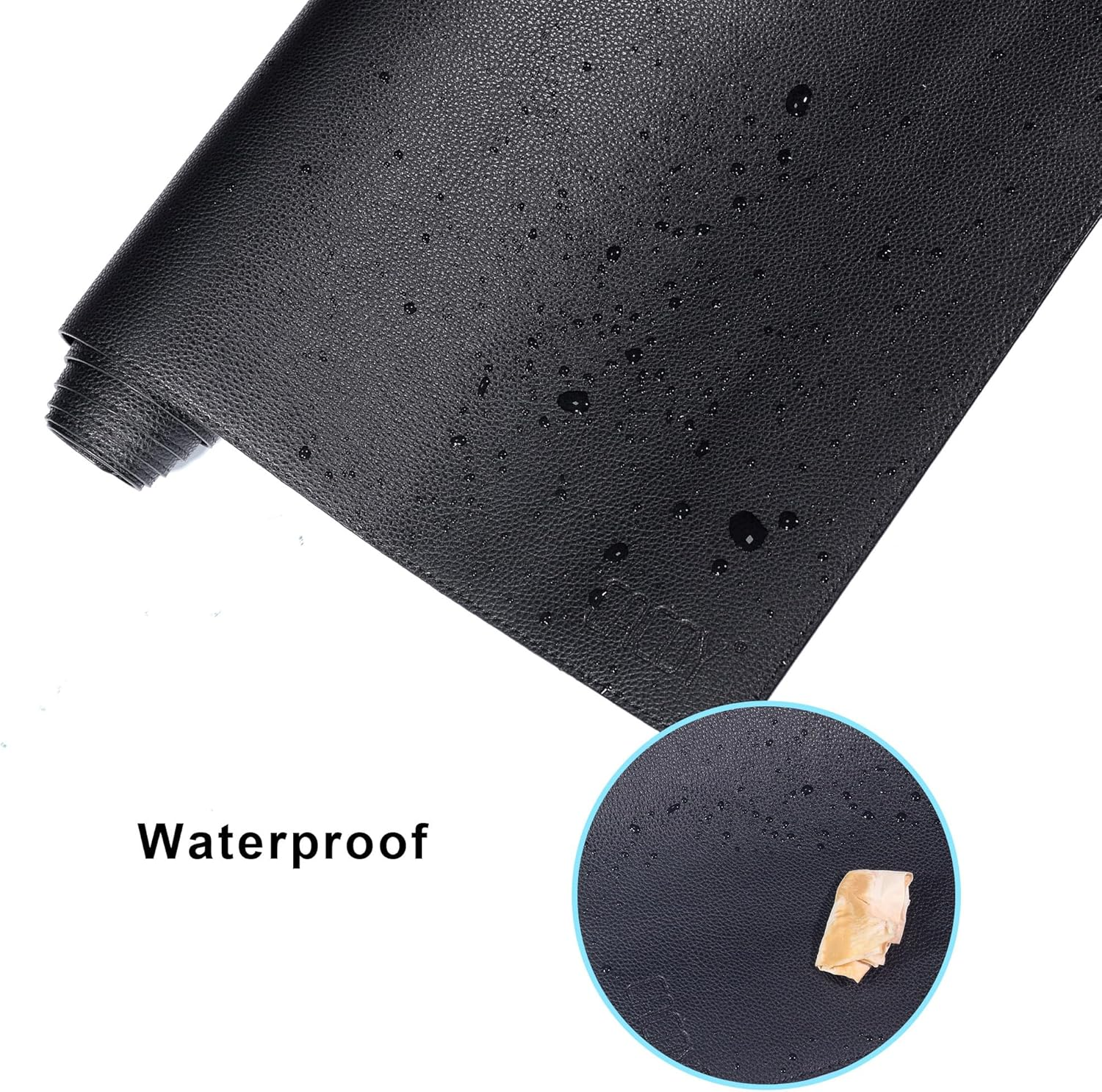 Cacoy Leather Desk Pad, 90X50Cm Waterproof Desk Mats on Top of Desks, Large Gaming Keyboard Mouse Pad, Black image number 3