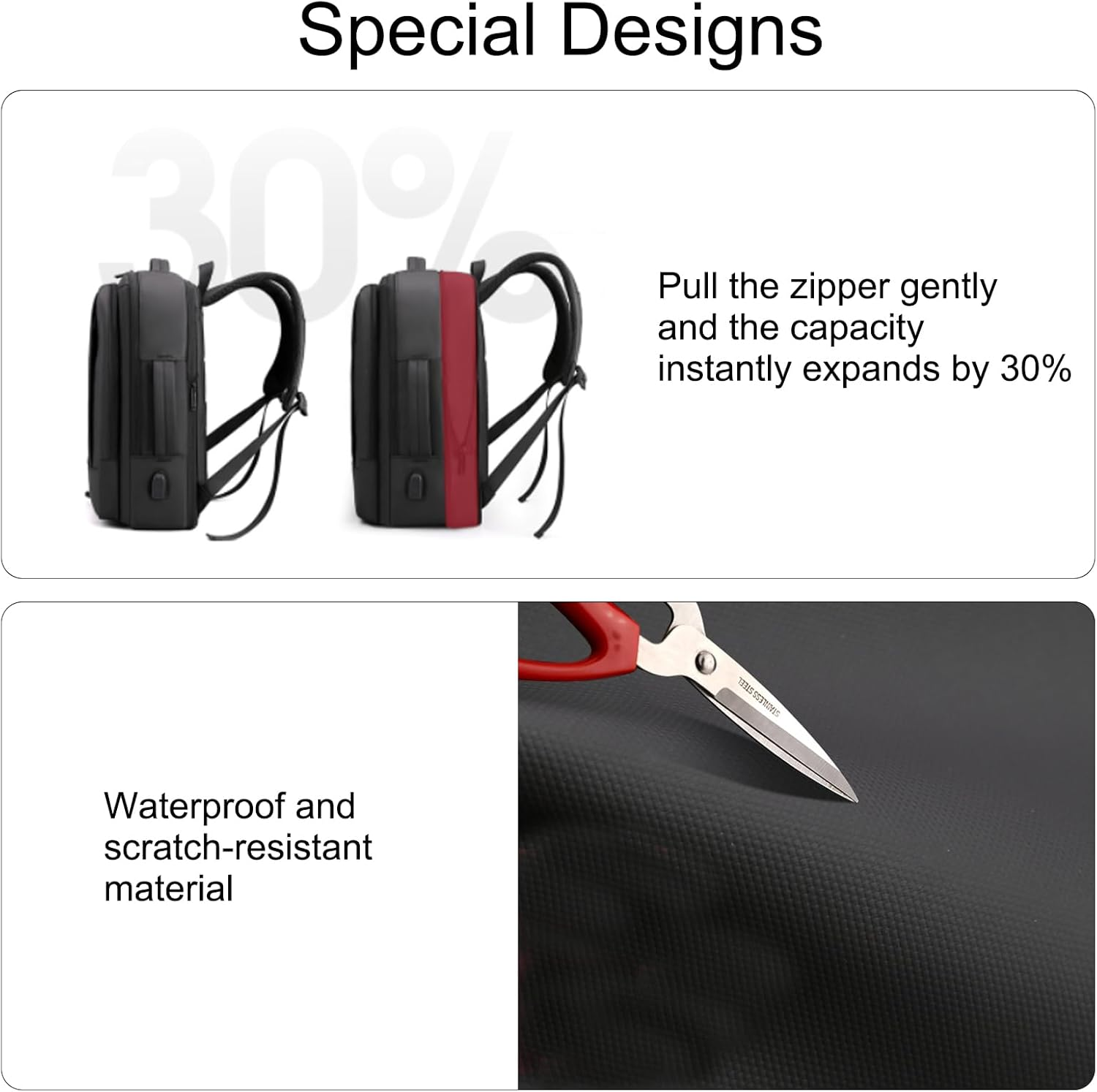 Laptop Backpack for Men, Business Travel Backpack with USB Charging Port, Waterproof Carry on Work Backpack, Portable Computer Backpacks Fits 15.6 Inch Laptop, Black image number 2