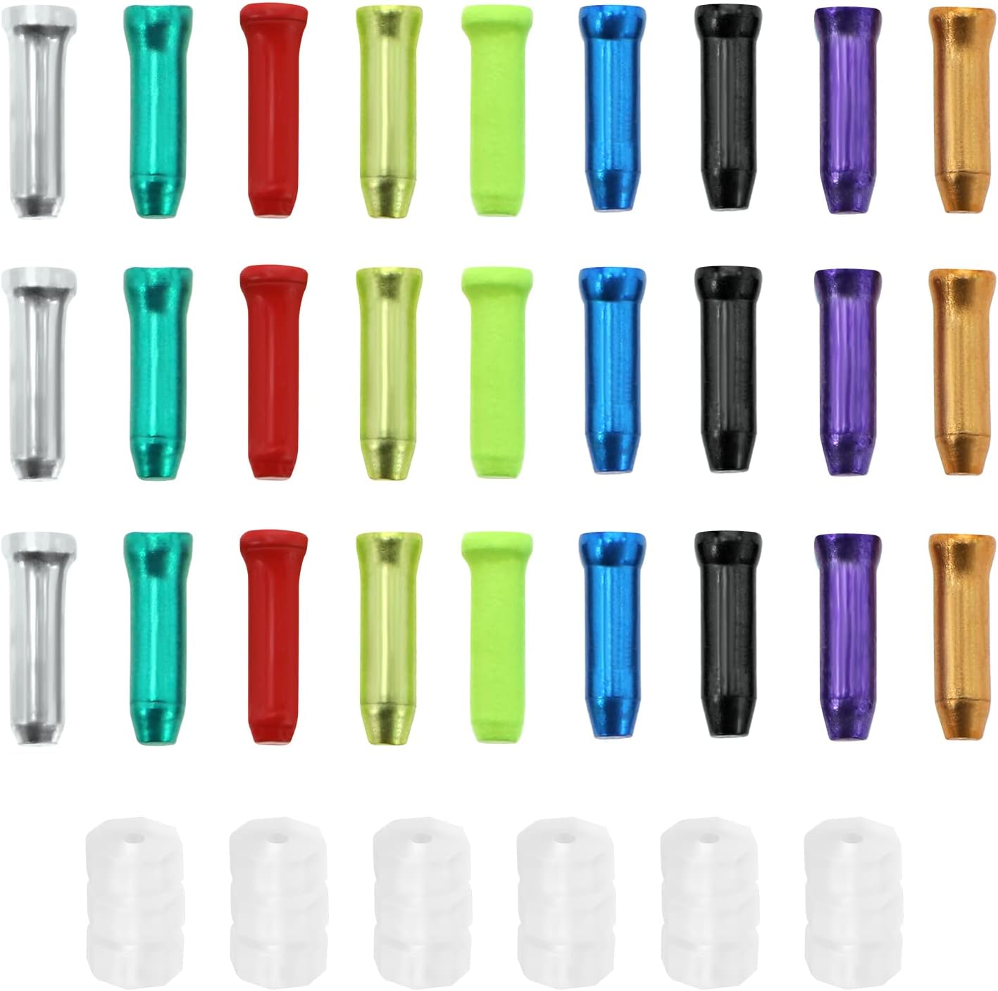 Ecsing 100Pcs Bike Cable End Caps Replacement Cable Crimp Terminals Aluminium Alloy Bike Cable End Crimps with O Rings Accessories for Mountain Bikes Road Bikes Folding Bikes image number 6