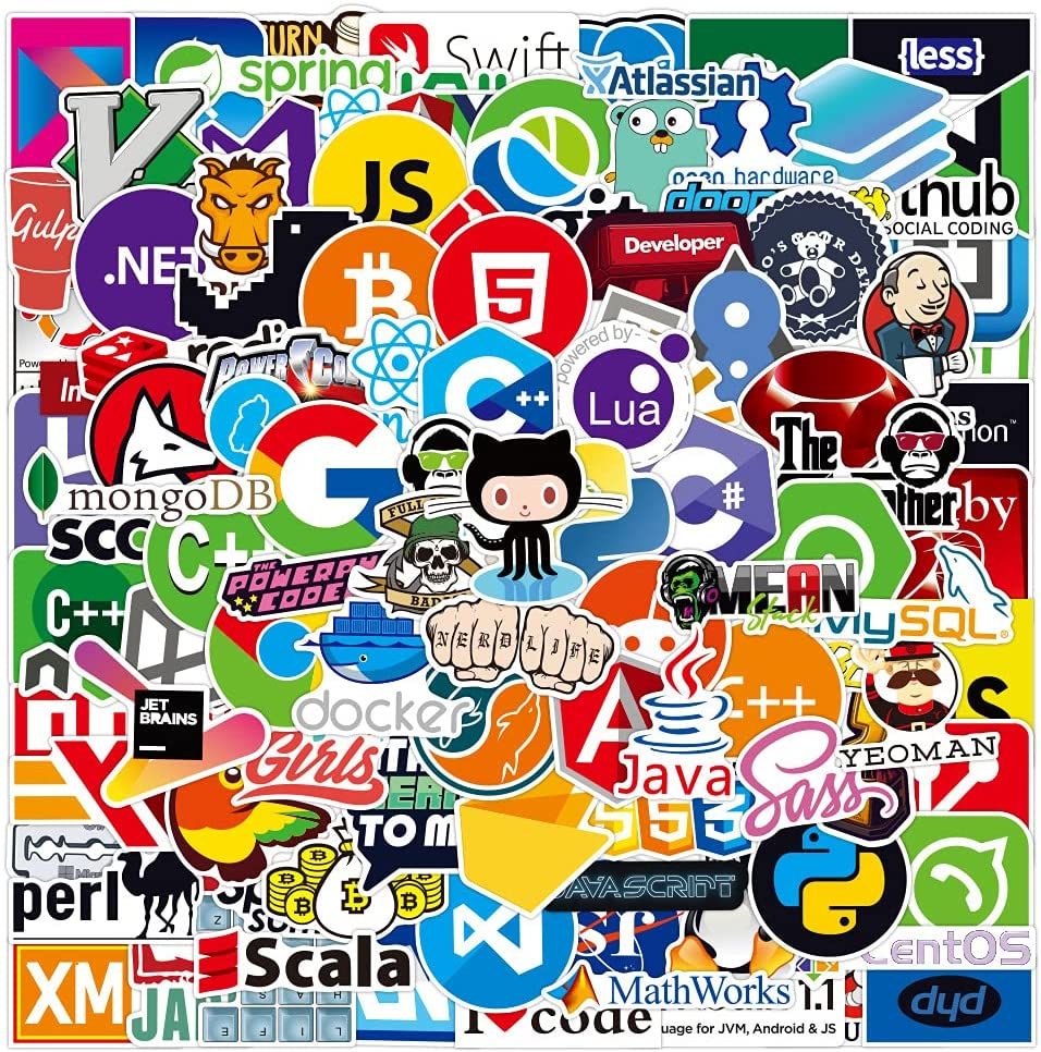 Cartoon Programming Stickers,100 PCS Internet Software Graffiti Vinyl Waterproof Decals for Water Bottles Computer Bicycle Skateboard Luggage Phone Pad Laptop Kids Teens Stickers Pack - Burger image number 4
