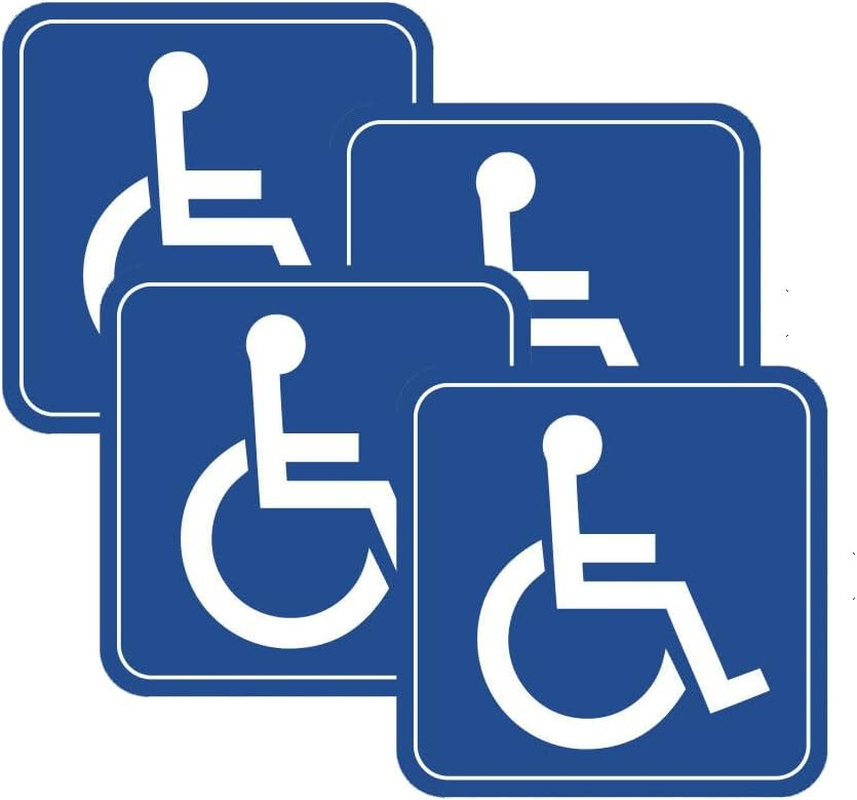 Handicap Handi Cap Sticker Wheelchair Disabled Window Parking Decal Window Bumper Decal Sticker Suitable for Cars, Trucks 5Inch Blue 4Pcs image number 1