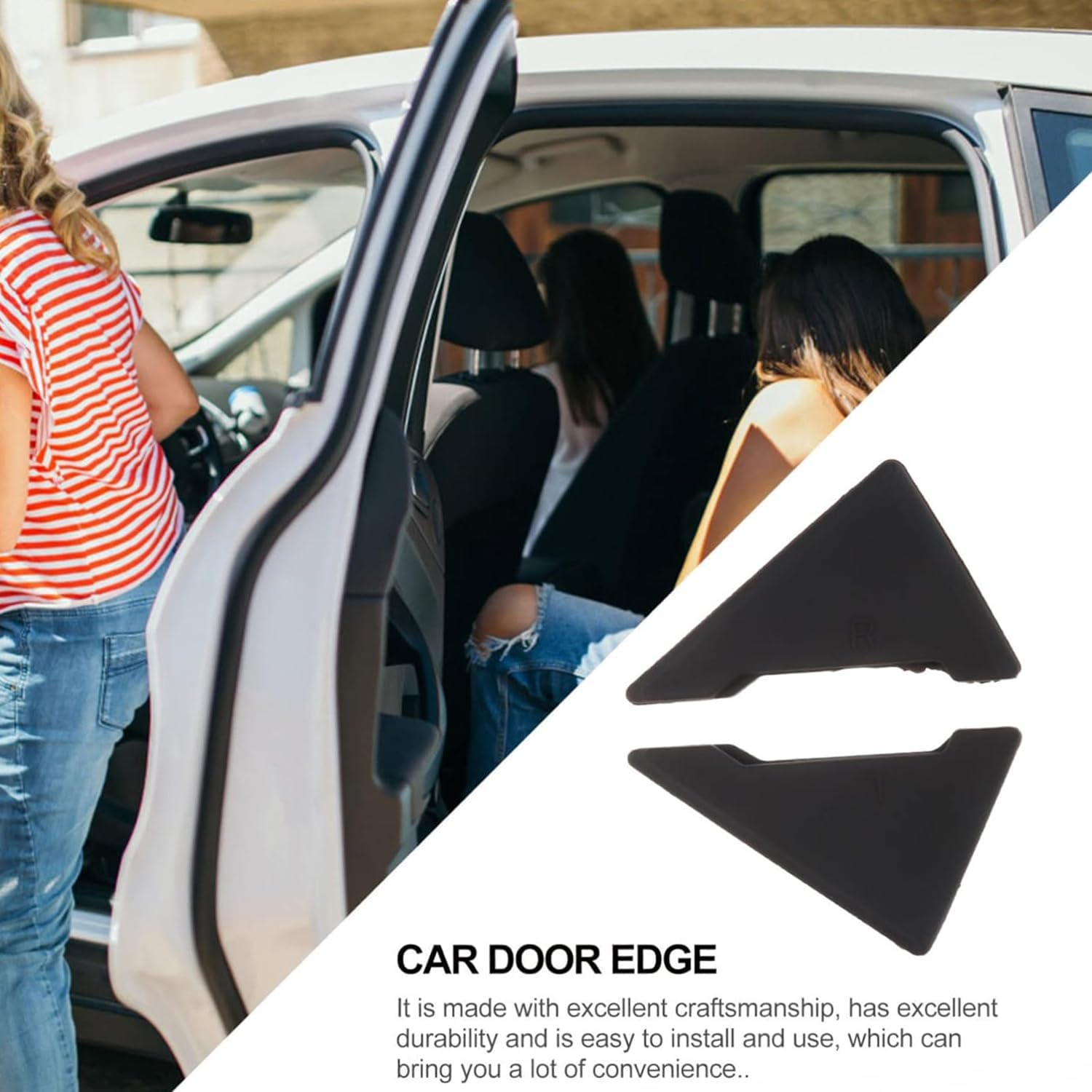 4Pcs Car Door Edge Guard Silicone Protector Covers Durable Corner Bump Absorbers Scratch Auto Edges Protection for Vehicle Doors Protection Covers (Black) image number 1