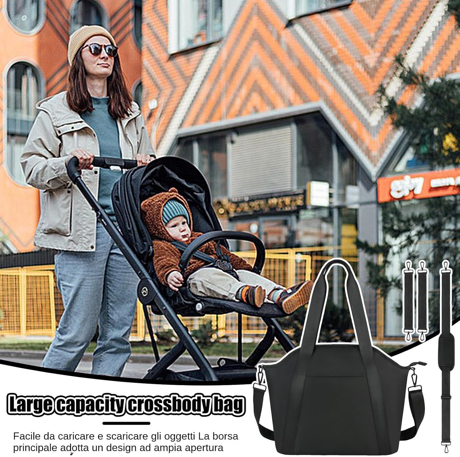 Large Diaper Bag - Waterproof Bag, Stroller Diaper Bag with Straps | Baby Travel Supplies Organizer, PU Leather Mummy Bag with Insulation for Moms, image number 5