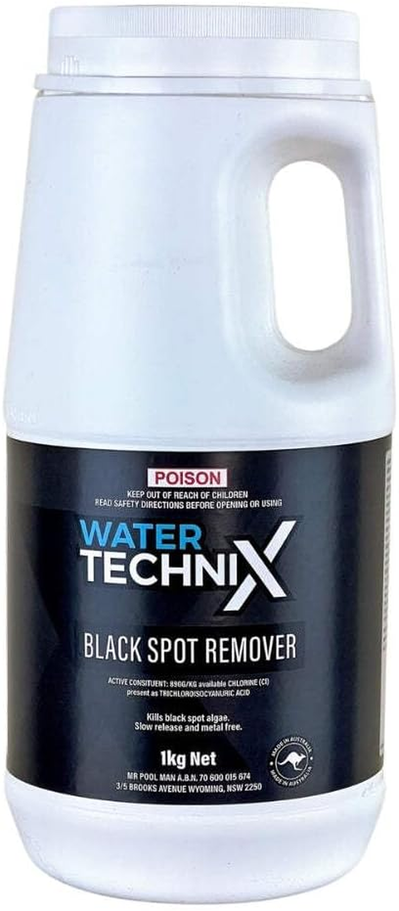 Water Technix Black Spot Algae Remover 1Kg - Maximum Strength Pool Chemical Supplies, Fast Acting, Protects against Bacteria, Reduces Maintenance, for Crystal Clear Water, Made in Australia