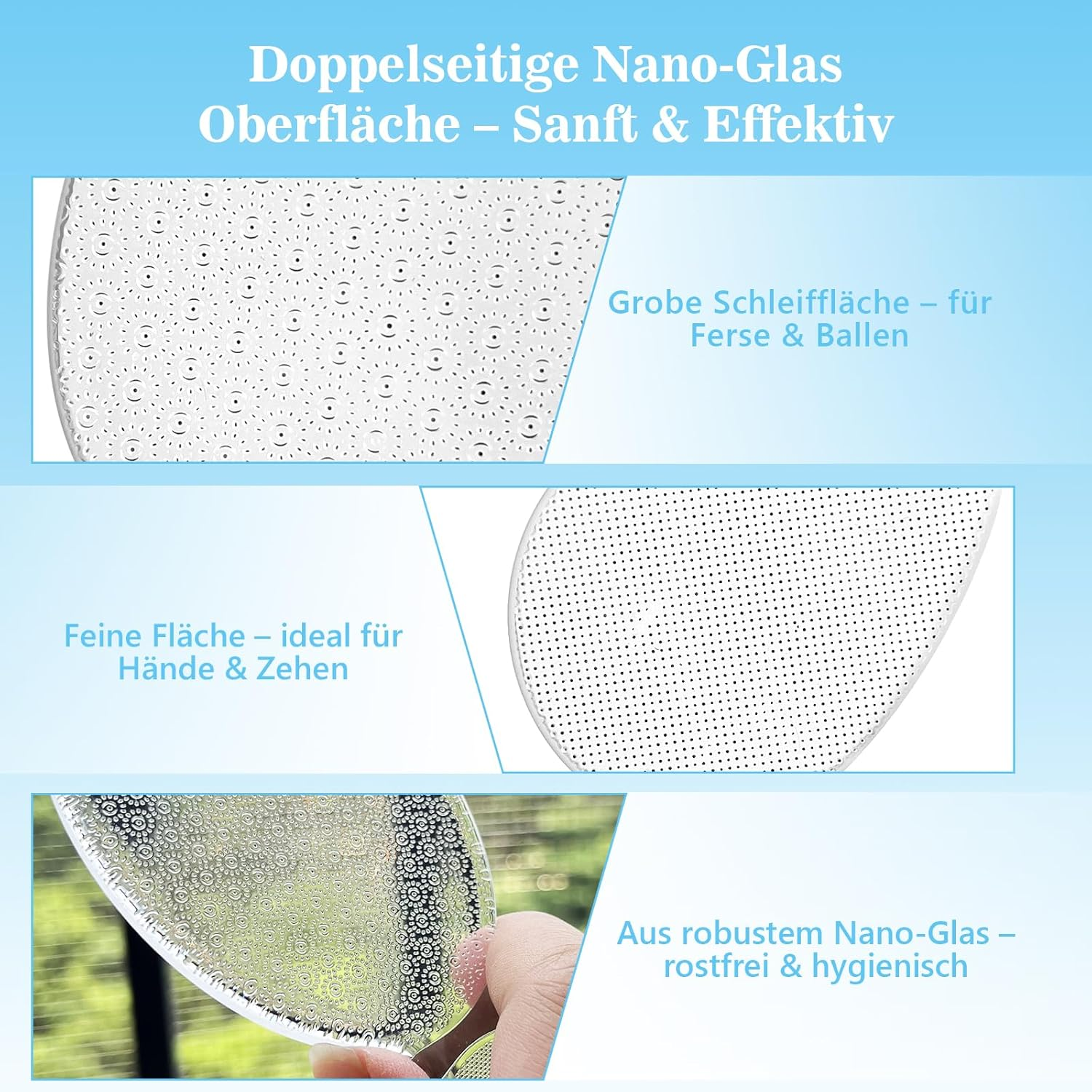 Foot File with Nano Glass - Double-Sided Callus Remover for Feet & Hands, Reusable & Washable, Transparent Callus File for Men & Women - Foot Care Tool against Calluses image number 5