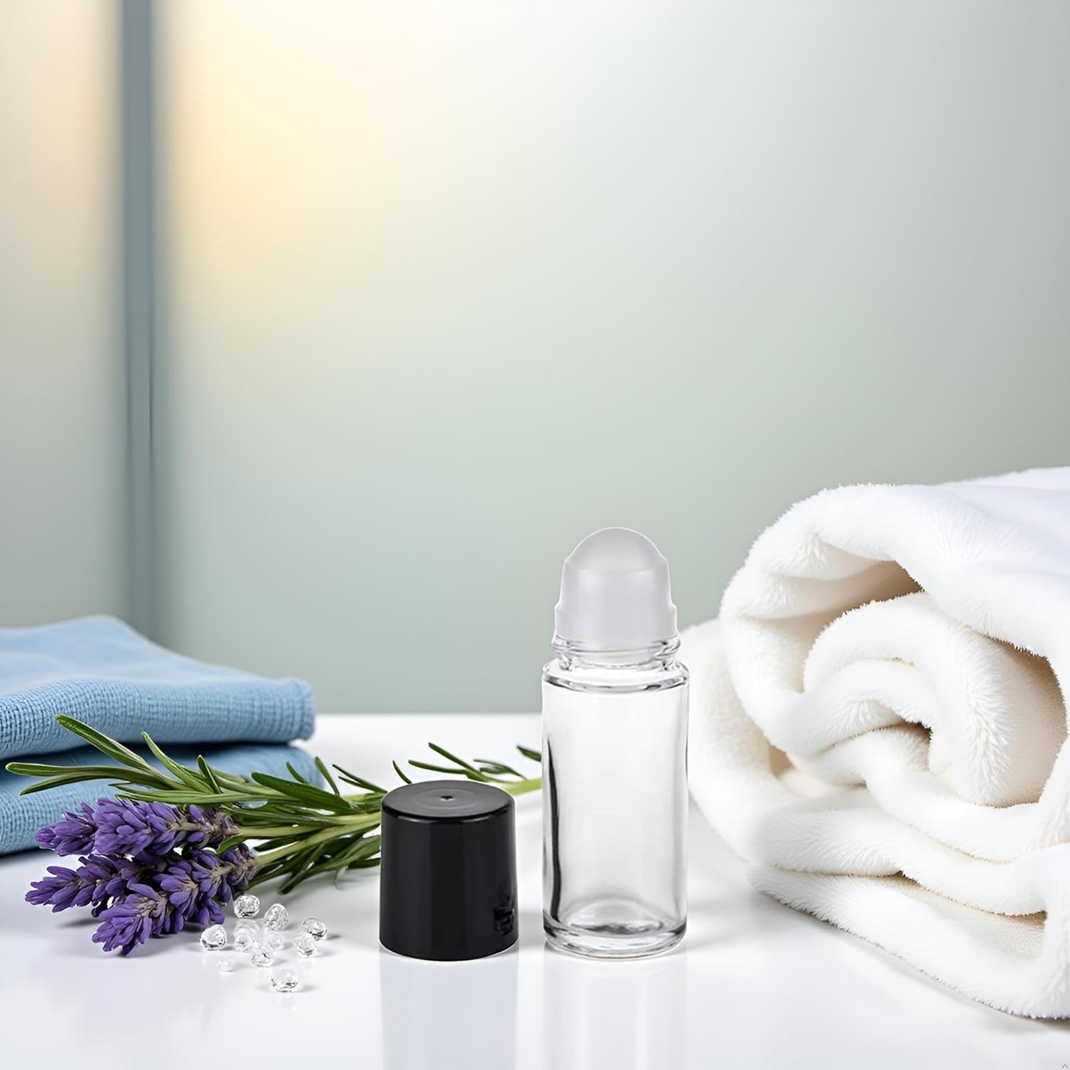 Juroicessry 2Pcs Black 30ML Clear Empty Glass Essential Oil Roller Bottles Vials Containers Refillable Roll-On Bottle,Refillable Cosmetic Containers Refillable,Roller Bottles,Tools and Accessories image number 6