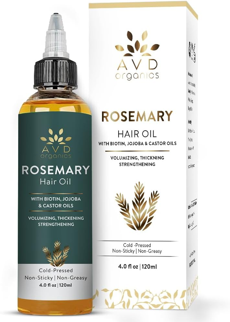 AVD Organics Rosemary Hair Oil with Biotin &ndash; Strengthening, Nourishing, and Volumizing | Infused with Jojoba & Castor Oil | Non-Gmo, 120Ml image number 3