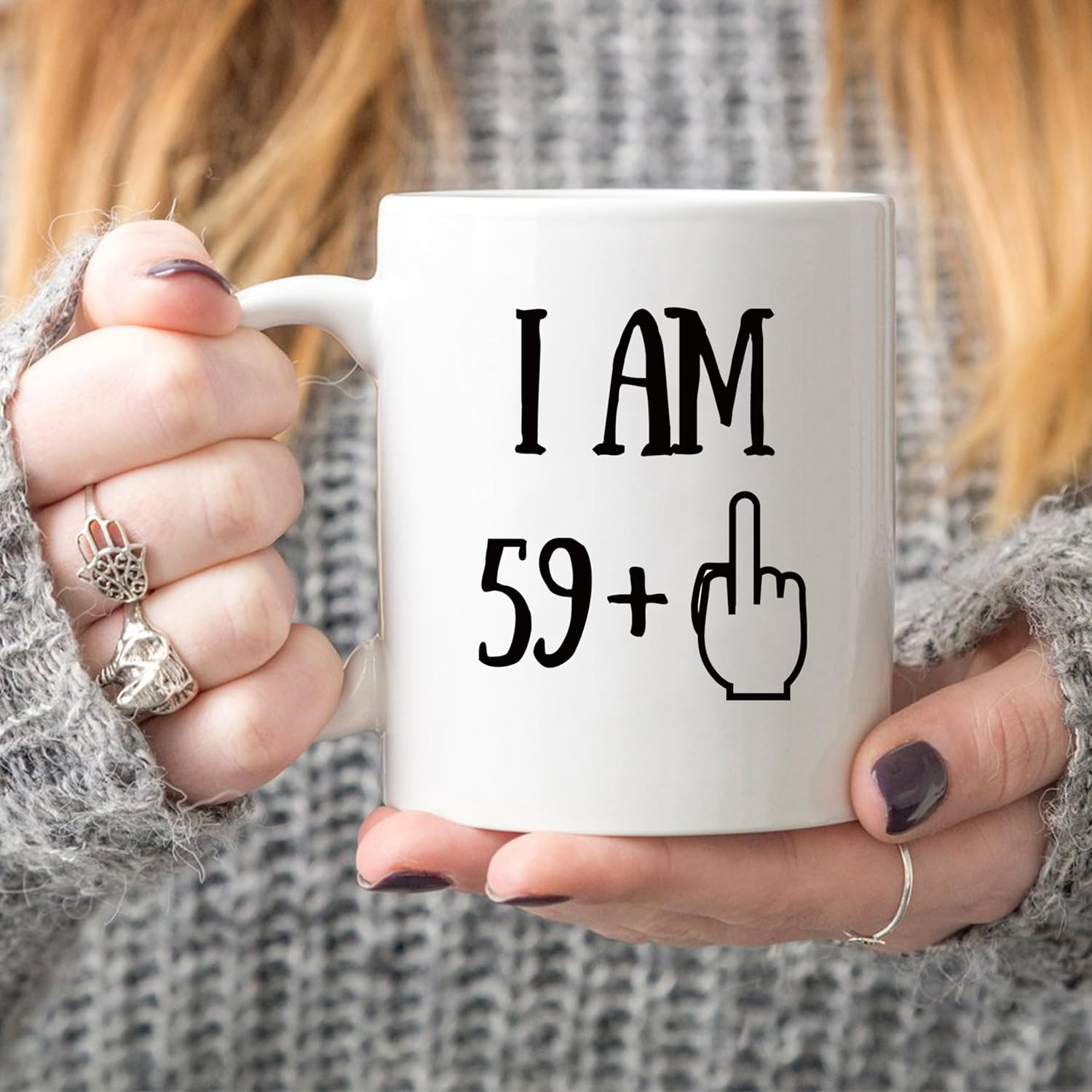 5Aup Funny 60Th Birthday Coffee Mug, I Am 59 + 1 Best Gag 60Th Birthday Gifts for Him Her Coworker Friend Cup White, 11 Oz image number 2