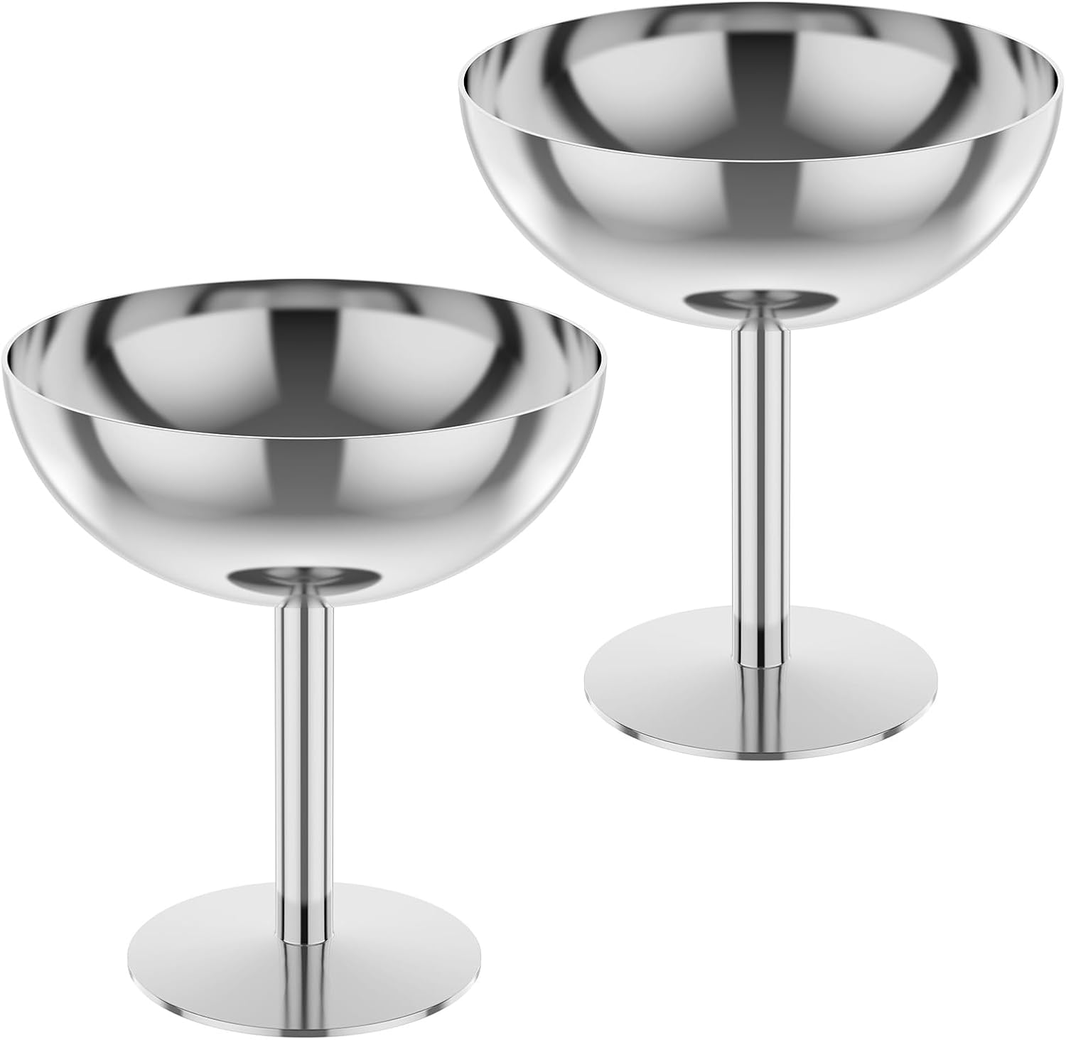 NIPUAEGO 2Pcs Stainless Steel Ice Cream Bowl, Multipurpose High Footed Foot Party Ice Cream Cup for DIY Ice Cream Parfait Banana Pudding Silver image number 4