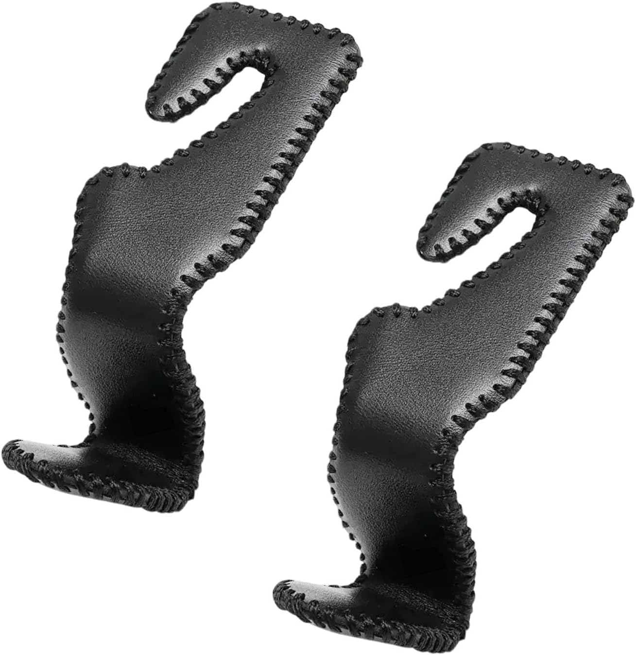 Universal Car Hooks for Back Seat Headrest, Microfiber Leather & Stainless Steel Hanger Holder for Bags, Purses, Cloth, Drinks, Groceries, Strong & Sturdy Design (Black, 2 Pack) image number 2