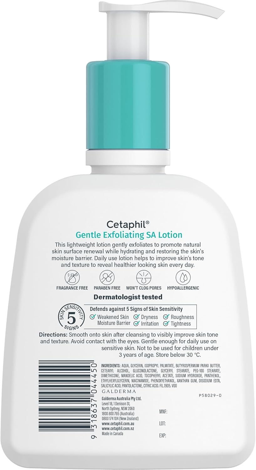 Cetaphil Gentle Exfoliating SA Lotion, Daily Facial Cleanser, Fragrance Free, Paraben Free