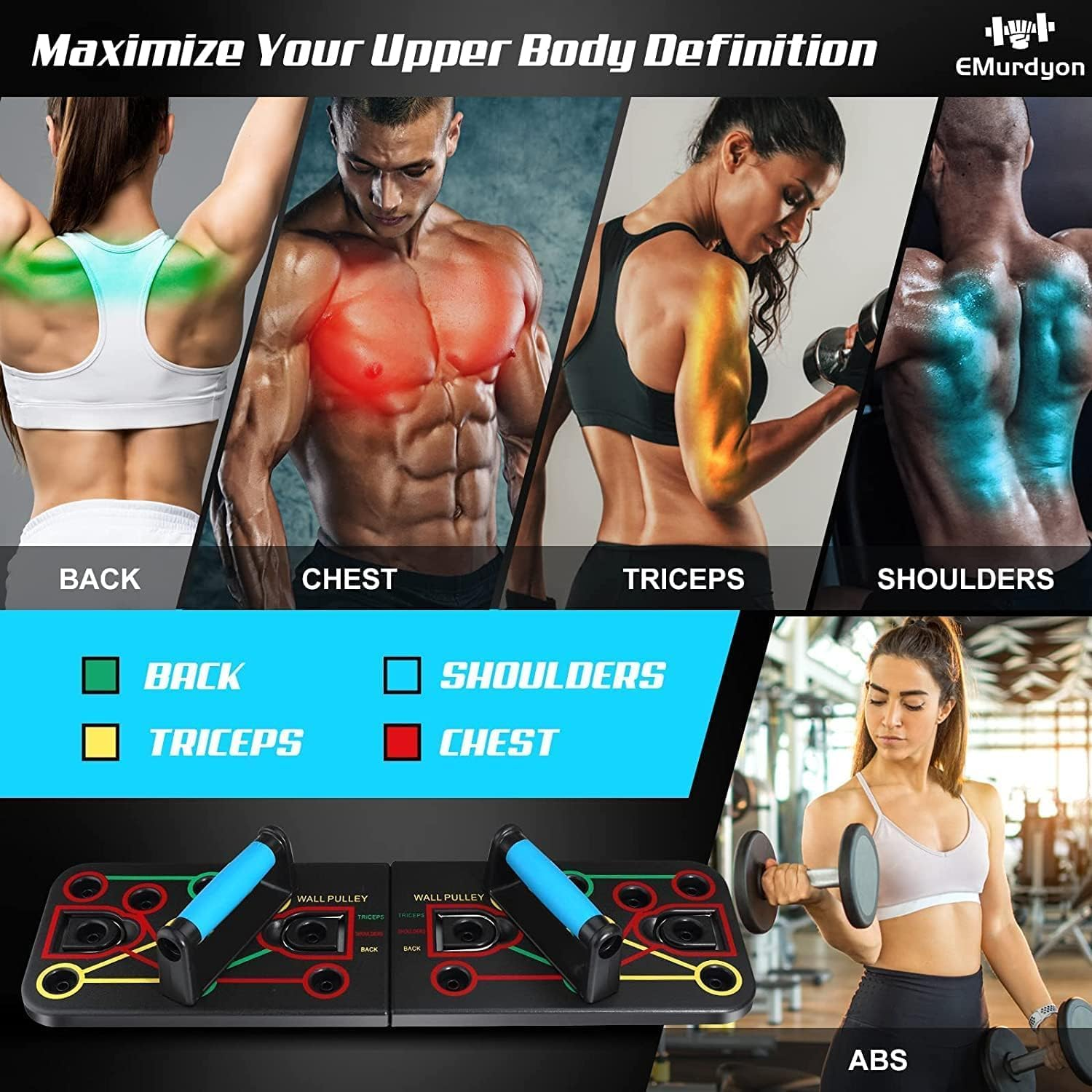Push up Board with Sit up Stand,Portable Home Gym Equiptment,Pilates Exercise & Fitness Accessories with Resistance Bands,Strength Training Equipment image number 5