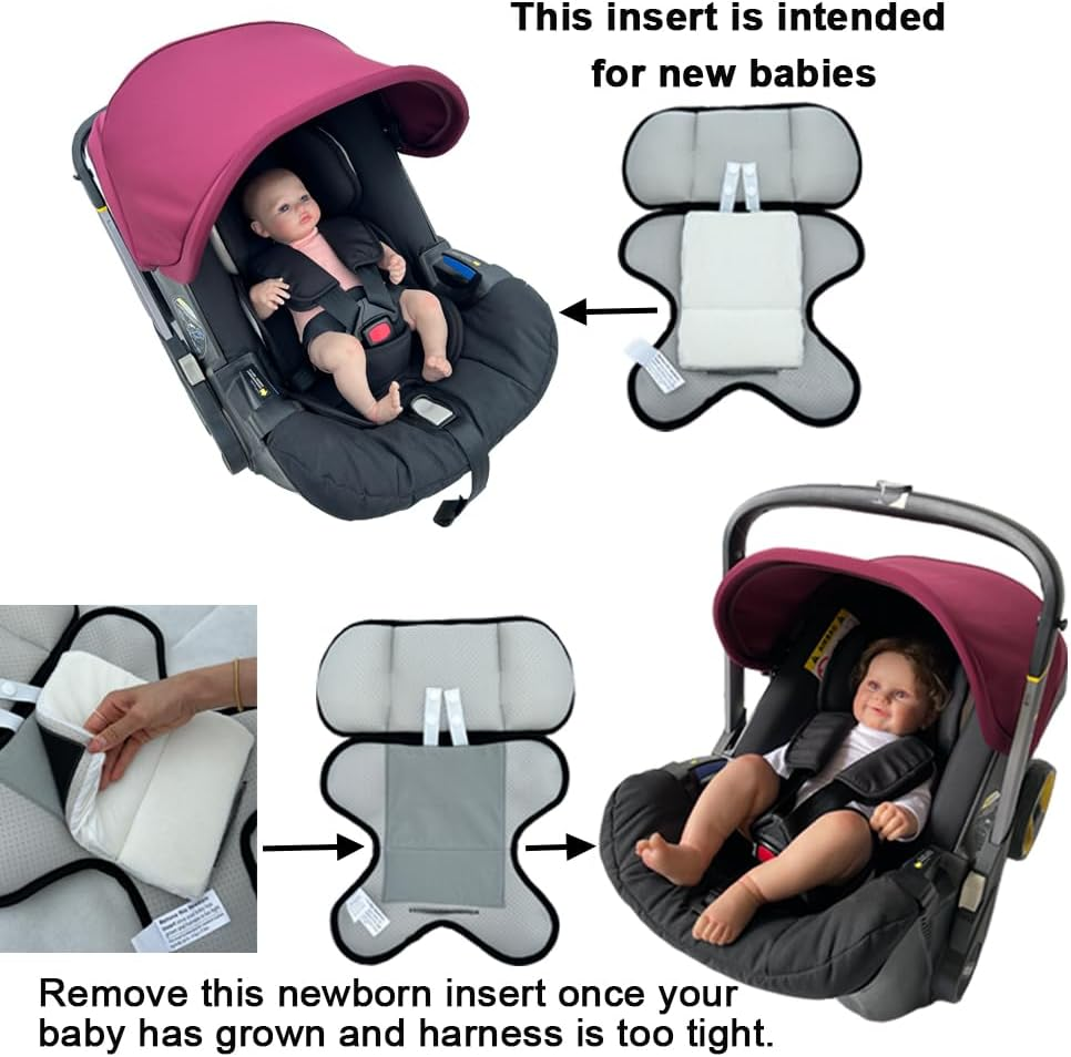 Feliliber Stroller Accessories Head Support Pillow and Body Support Cushion Compatible with Doona Car Seat & Stroller - Adjustable Thickness - Skin Friendly Breathable Mesh Fabric (Black) image number 3